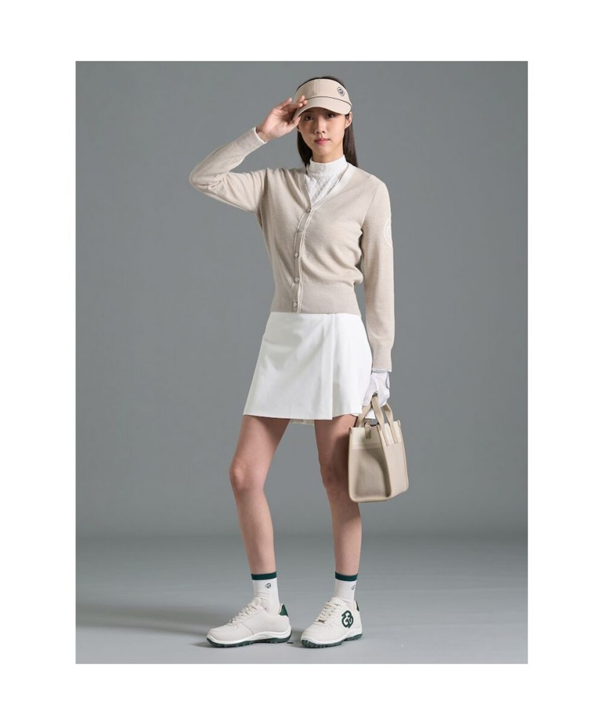 빈폴골프(BEANPOLE GOLF) 여성 브이넥 카디건 - 베이지 (BJ6251A03A)