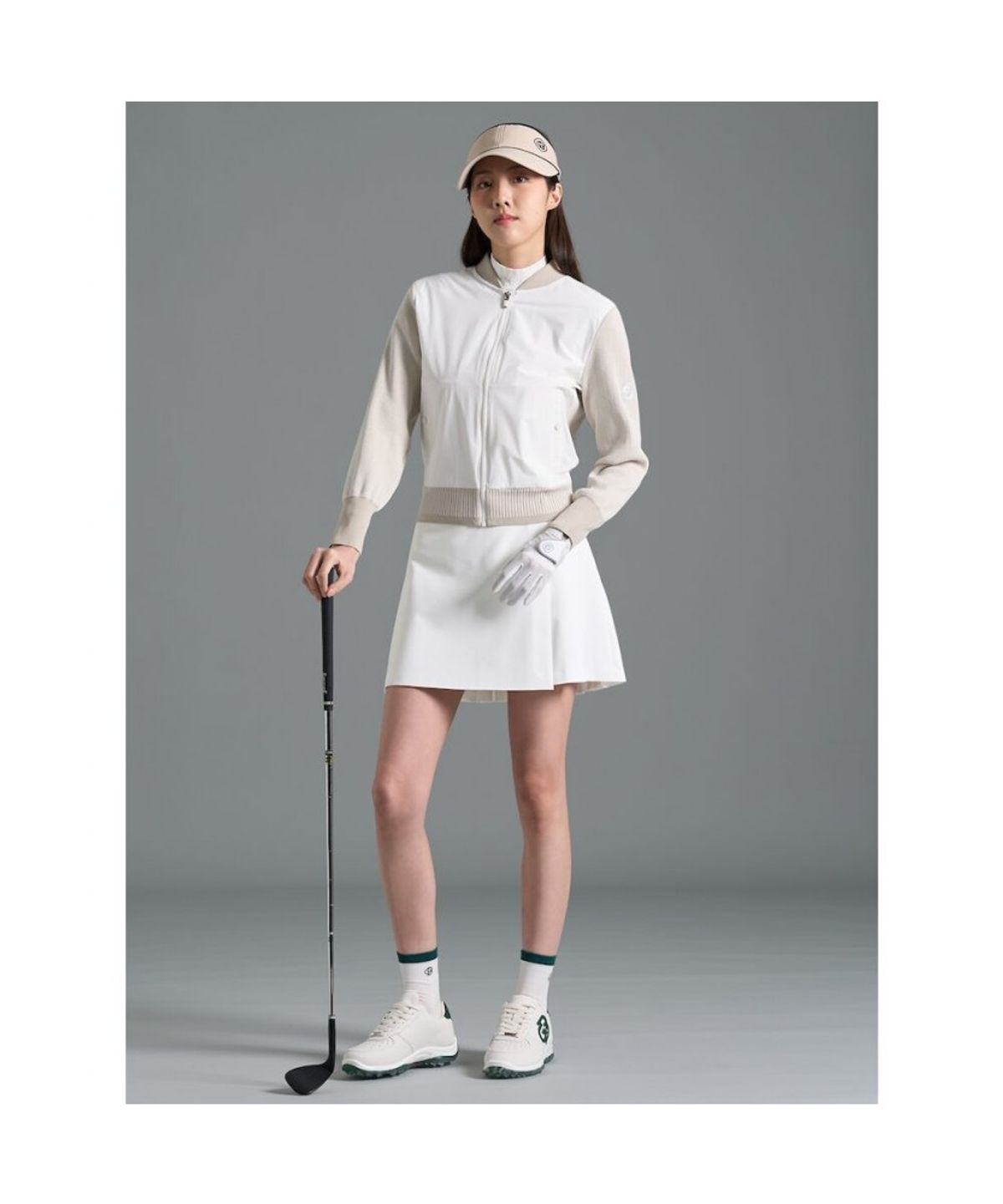 빈폴골프(BEANPOLE GOLF) [B_under] 여성 니트 하이브리드 풀집업 카디건 - 베이지 (BJ6151L01A)