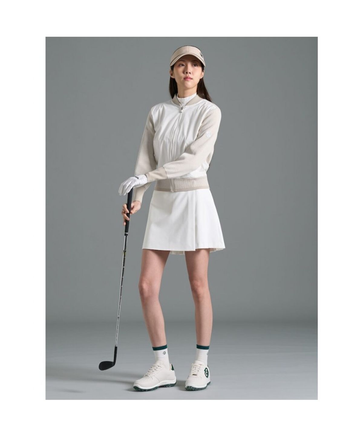 빈폴골프(BEANPOLE GOLF) [B_under] 여성 니트 하이브리드 풀집업 카디건 - 베이지 (BJ6151L01A)