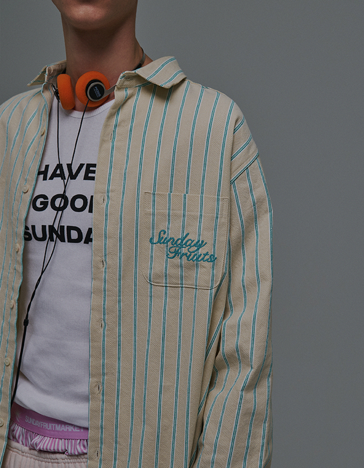 선데이후르츠마켓(SUNDAY FRUIT MARKET) SUN DENIM STRIPE SHIRT BEIGE