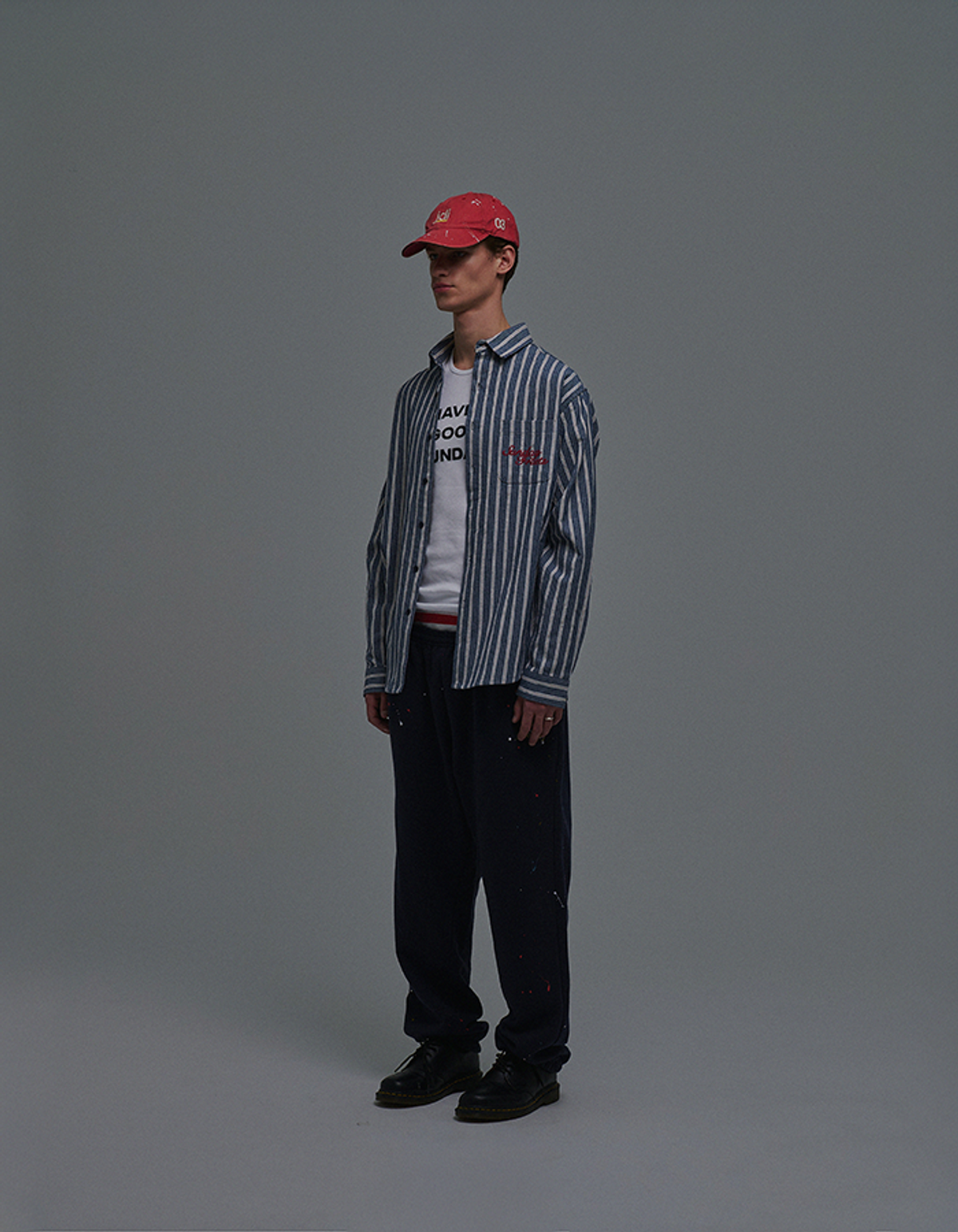 선데이후르츠마켓(SUNDAY FRUIT MARKET) SUN DENIM STRIPE SHIRT NAVY