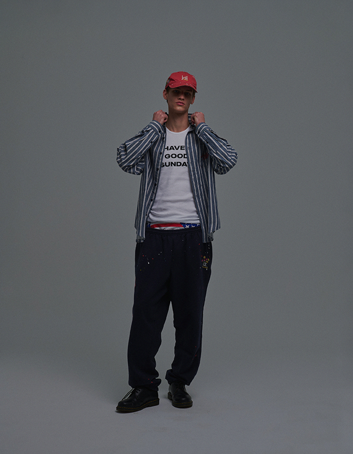 선데이후르츠마켓(SUNDAY FRUIT MARKET) SUN DENIM STRIPE SHIRT NAVY