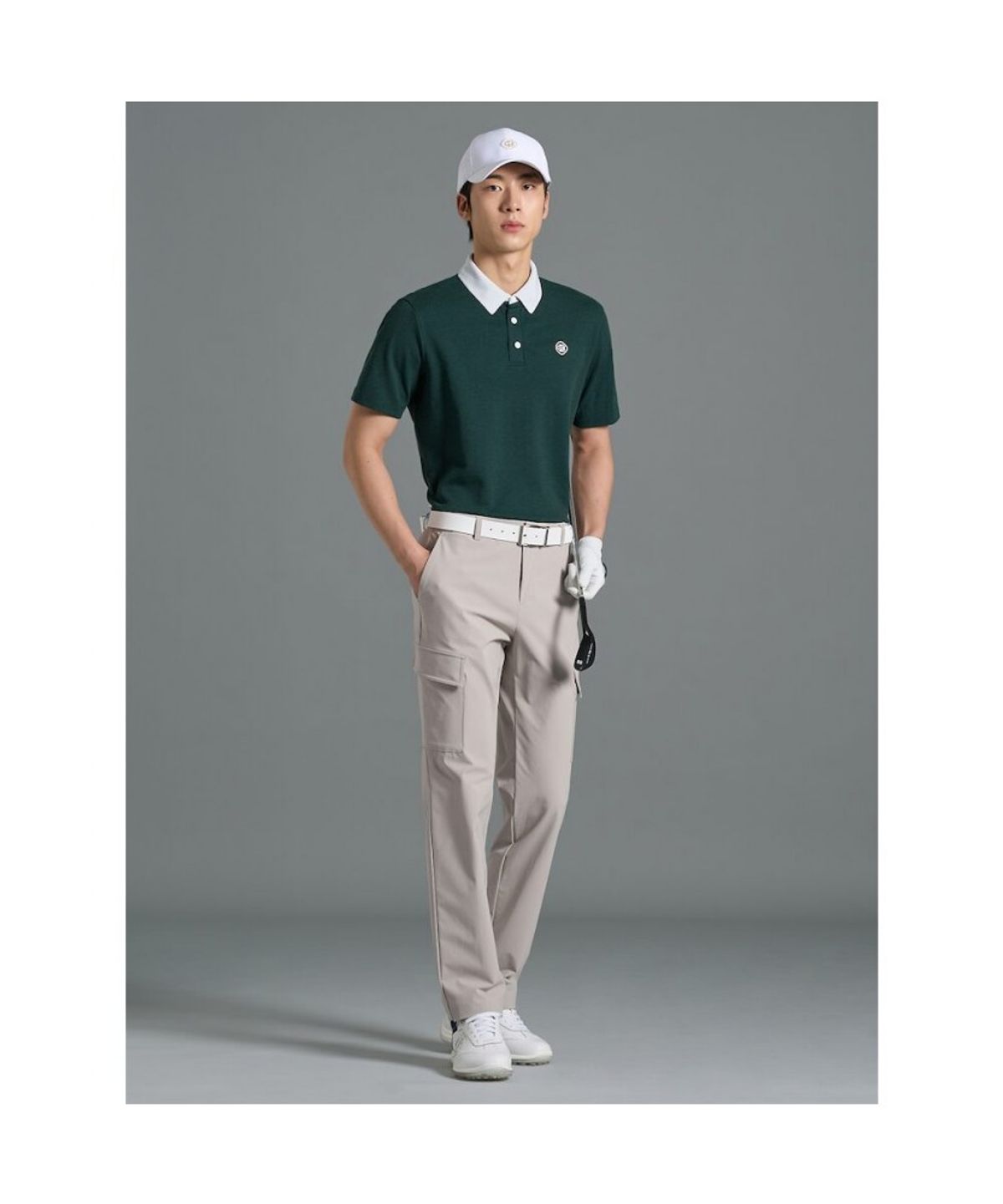 빈폴골프(BEANPOLE GOLF) 남성 칼라 투톤 반소매 티셔츠 - 그린