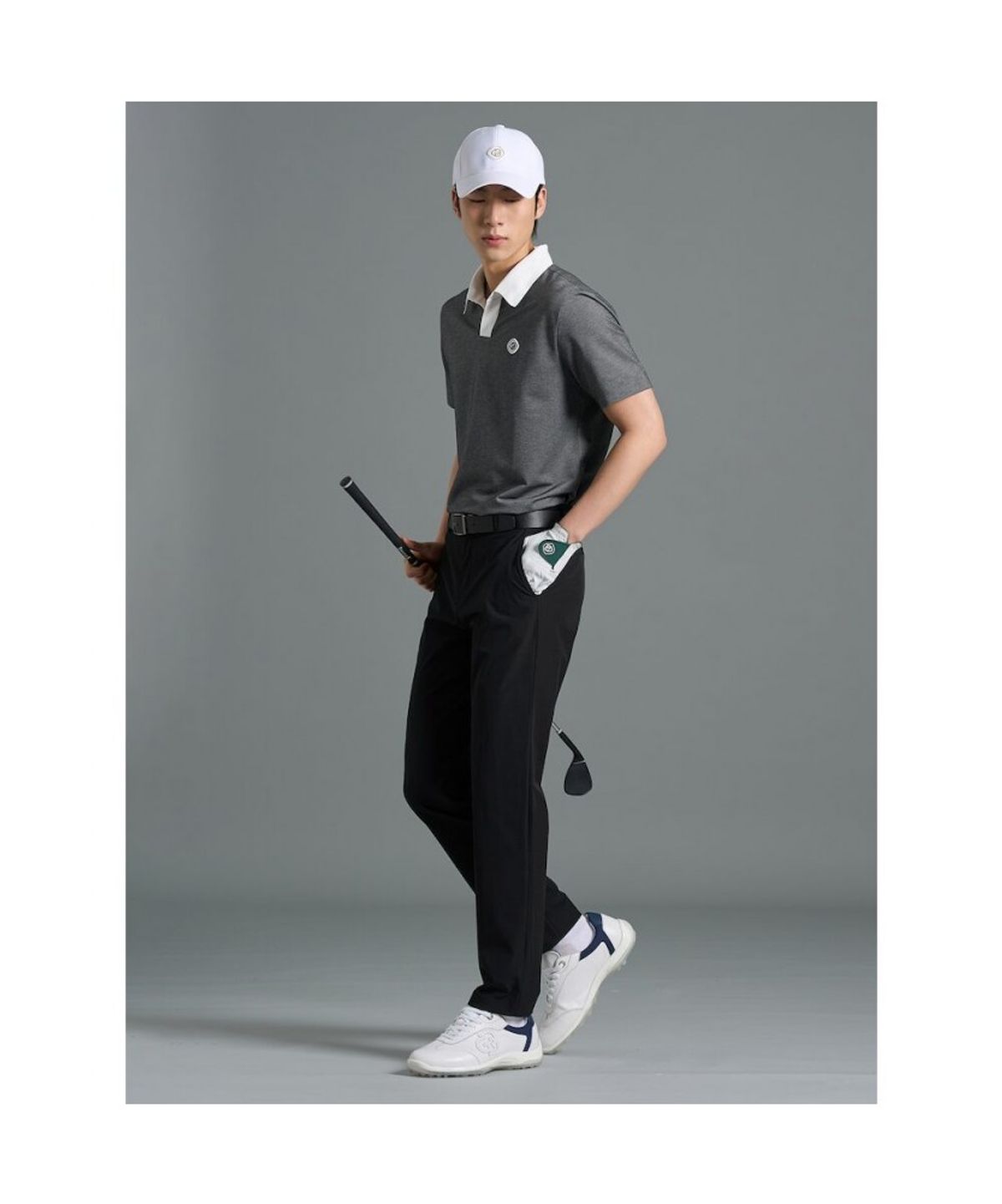 빈폴골프(BEANPOLE GOLF) 남성 오픈 칼라 투톤 반소매티셔츠 - 그레이