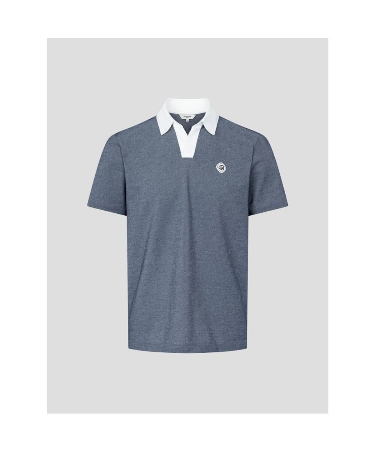 빈폴골프(BEANPOLE GOLF) 남성 오픈 칼라 투톤 반소매 티셔츠 - 스카이 블루