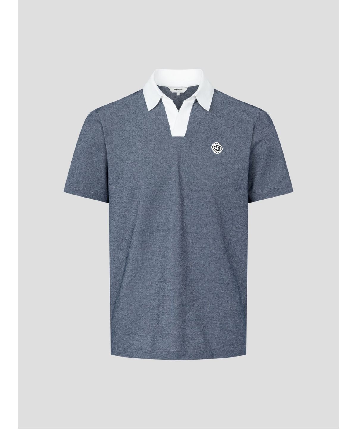 빈폴골프(BEANPOLE GOLF) 남성 오픈 칼라 투톤 반소매 티셔츠 - 스카이 블루
