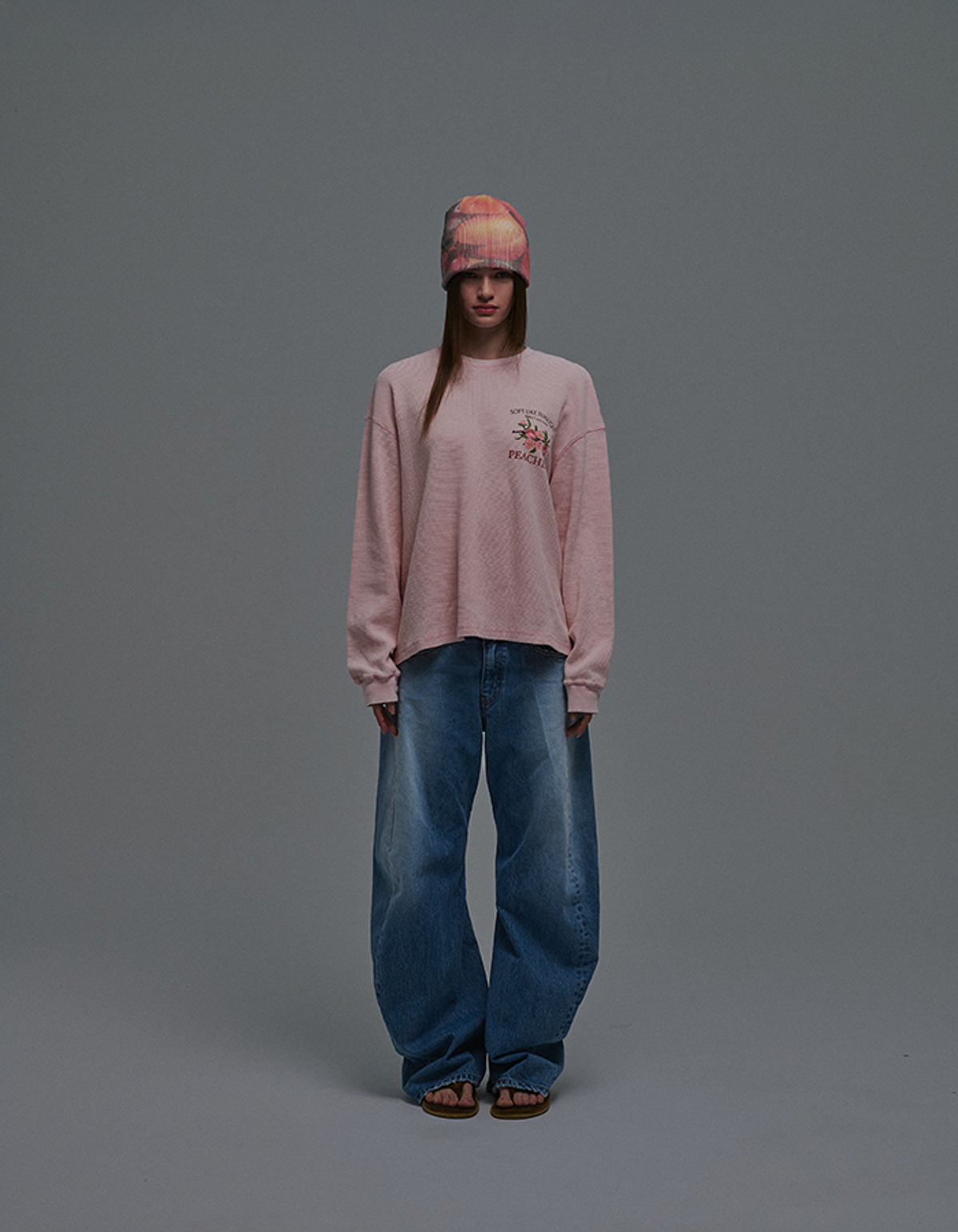 선데이후르츠마켓(SUNDAY FRUIT MARKET) SUN PEACH WAFFLE LS TEE PINK