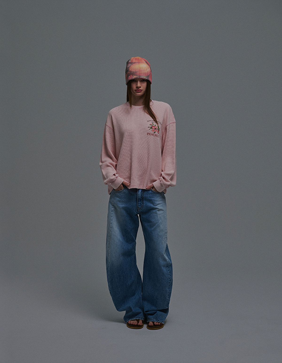 선데이후르츠마켓(SUNDAY FRUIT MARKET) SUN PEACH WAFFLE LS TEE PINK