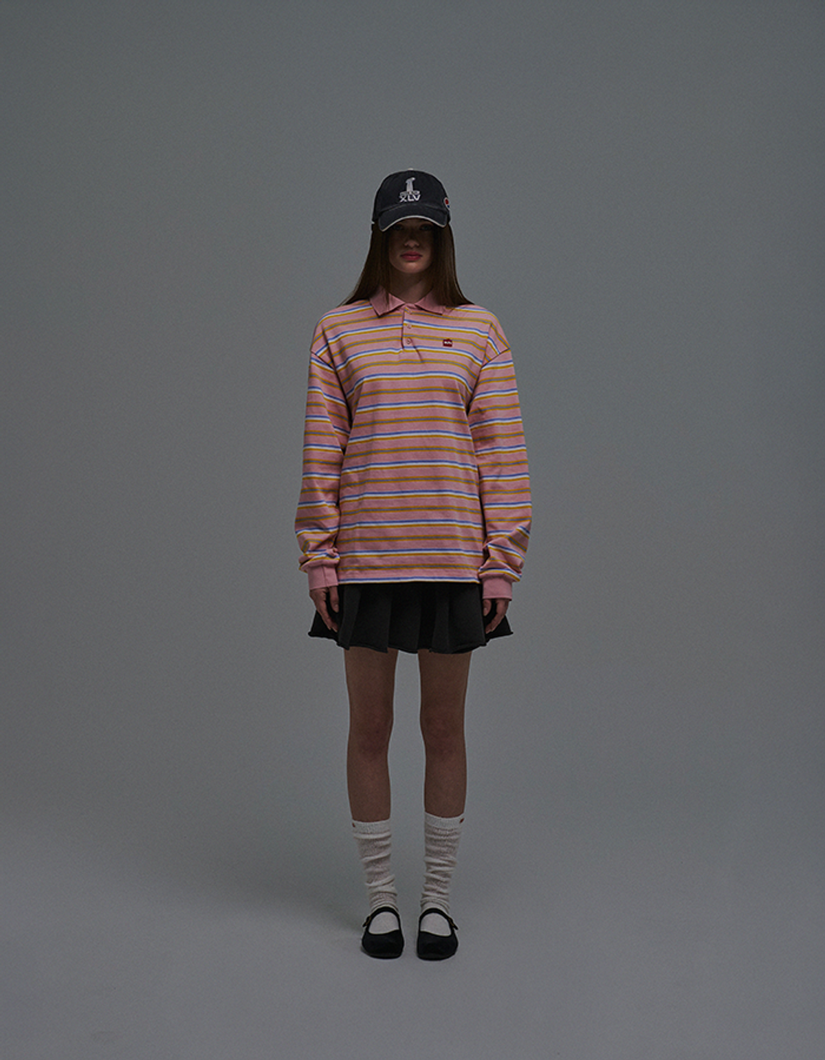 선데이후르츠마켓(SUNDAY FRUIT MARKET) SQUARE APPLE COLLAR LS TEE PINK