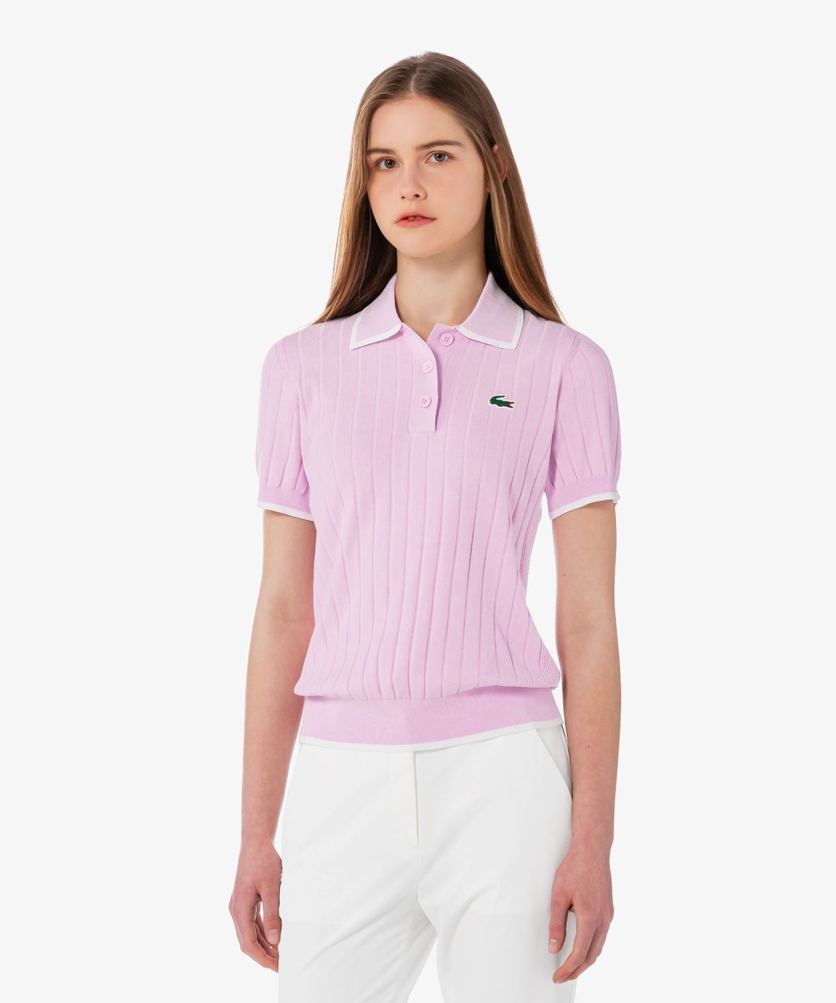 라코스테(LACOSTE) 여성 골프 텍스쳐 반팔 폴로 스웨터 AF9430-56G 36S