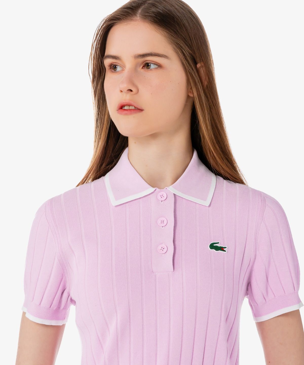 라코스테(LACOSTE) 여성 골프 텍스쳐 반팔 폴로 스웨터 AF9430-56G 36S