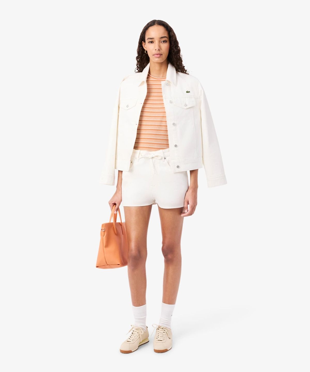 라코스테(LACOSTE) 여성 멀티 스트라이프 반팔 티셔츠 TF7574-56G 4AW