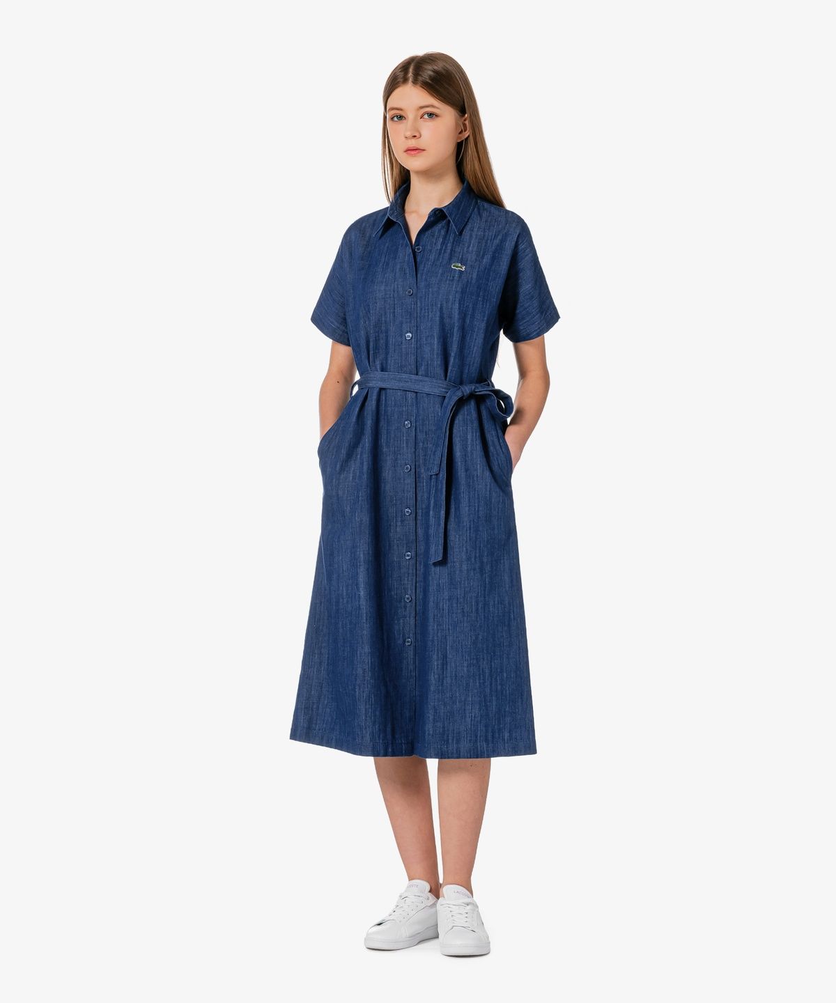 라코스테(LACOSTE) 여성 벨트형 반팔 셔츠 드레스 EF306E-56G 36L