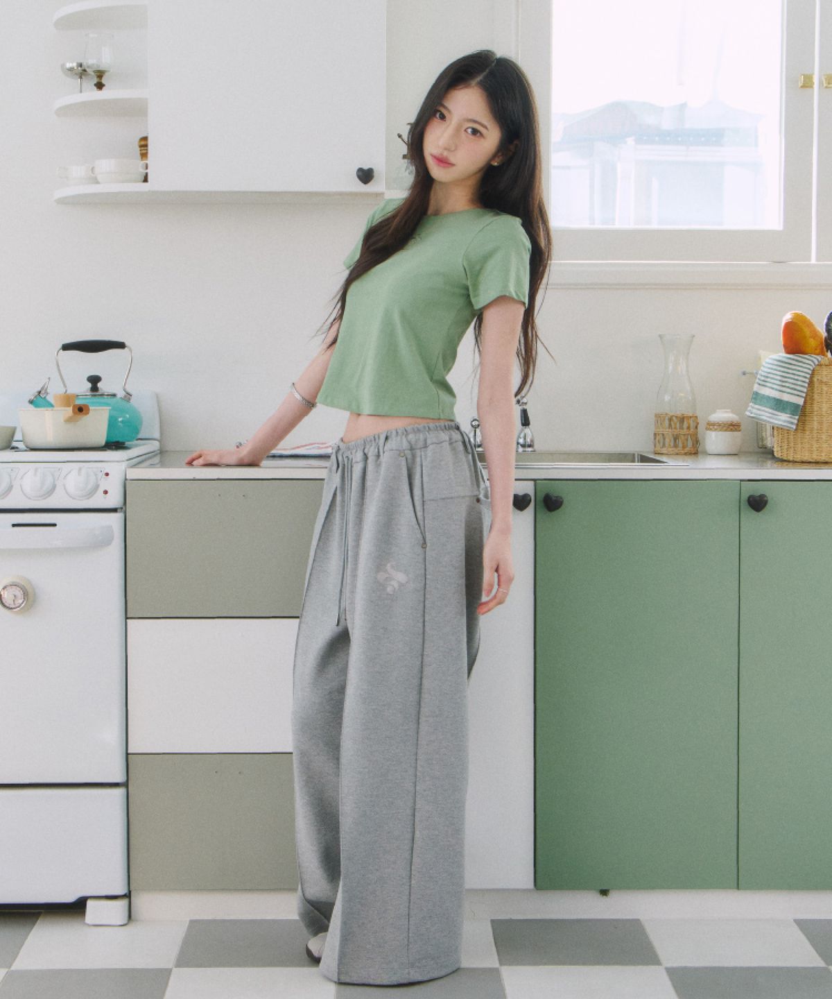 업드래프트(UPDRAFT) Cotton Blend Wide Track Pants [Grey]
