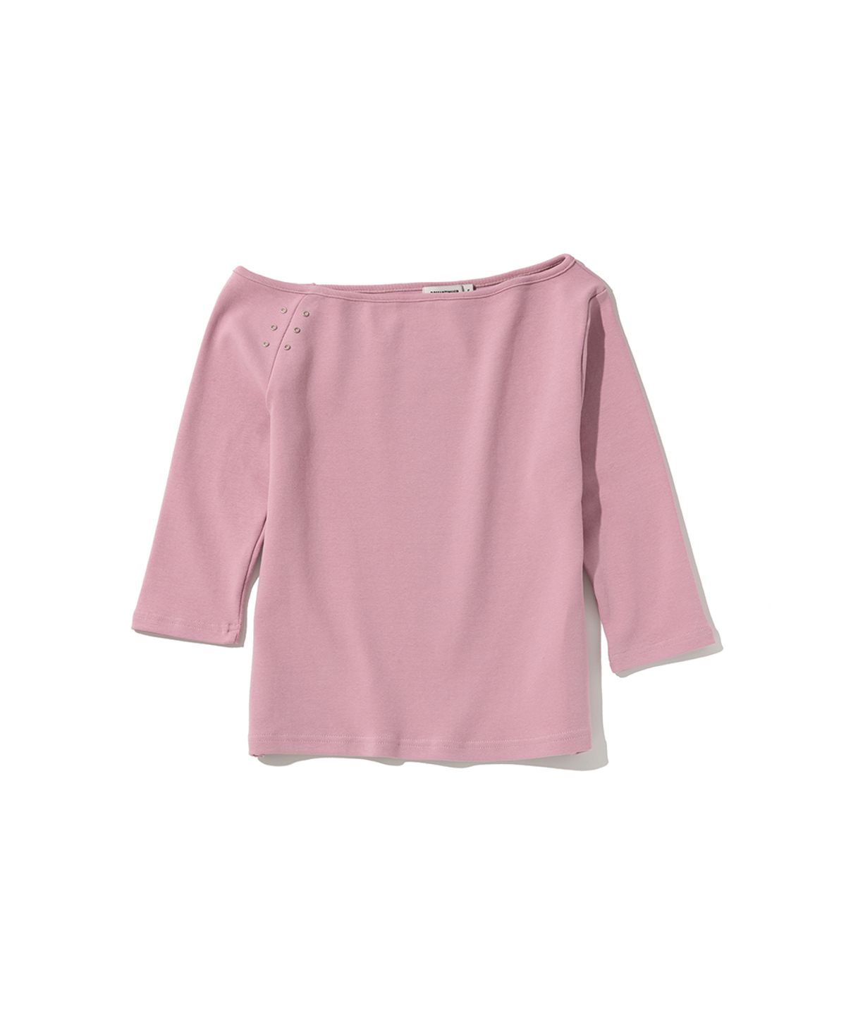 로맨티누어(ROMANTINUER) One-Shoulder Eyelet Sleeve T-Shirt (Pink)