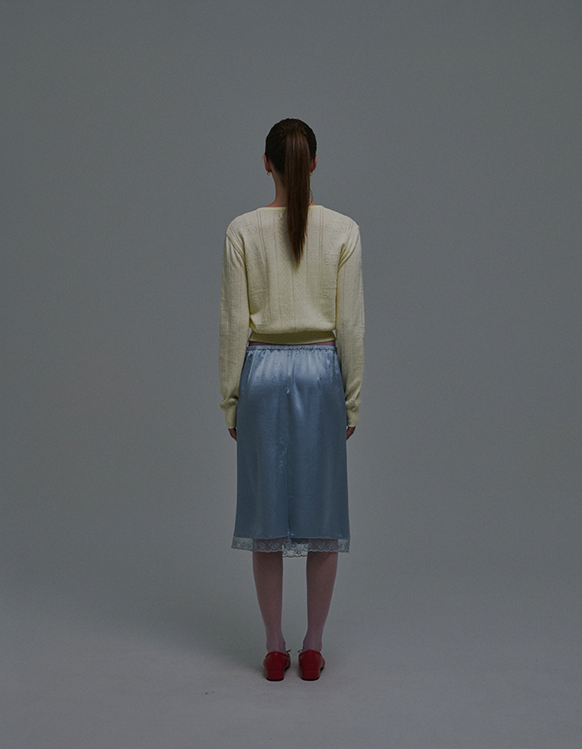 선데이후르츠마켓(SUNDAY FRUIT MARKET) W) SUN SILKY LACE SKIRT SKYBLUE