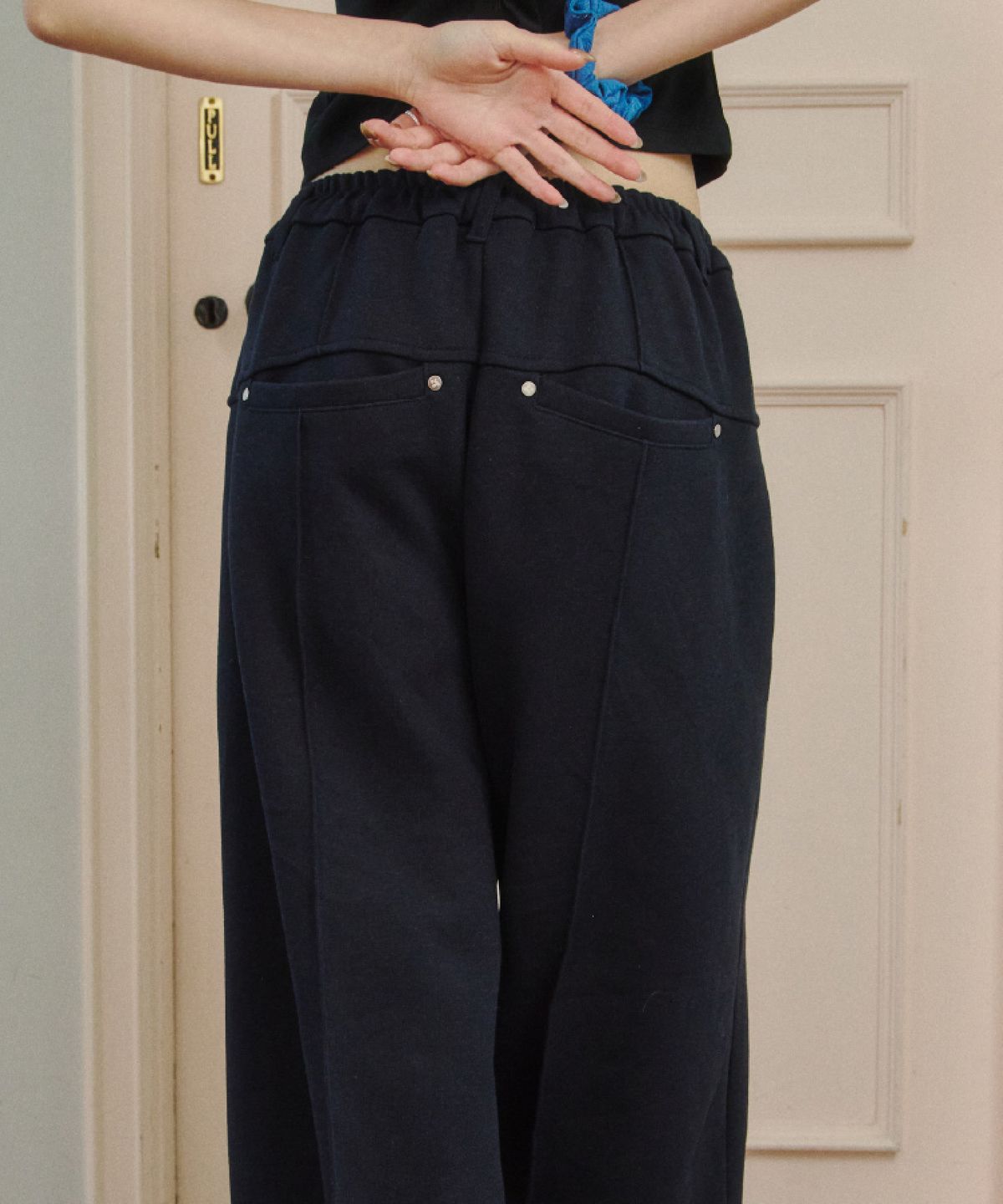 업드래프트(UPDRAFT) Cotton Blend Wide Track Pants [Navy]
