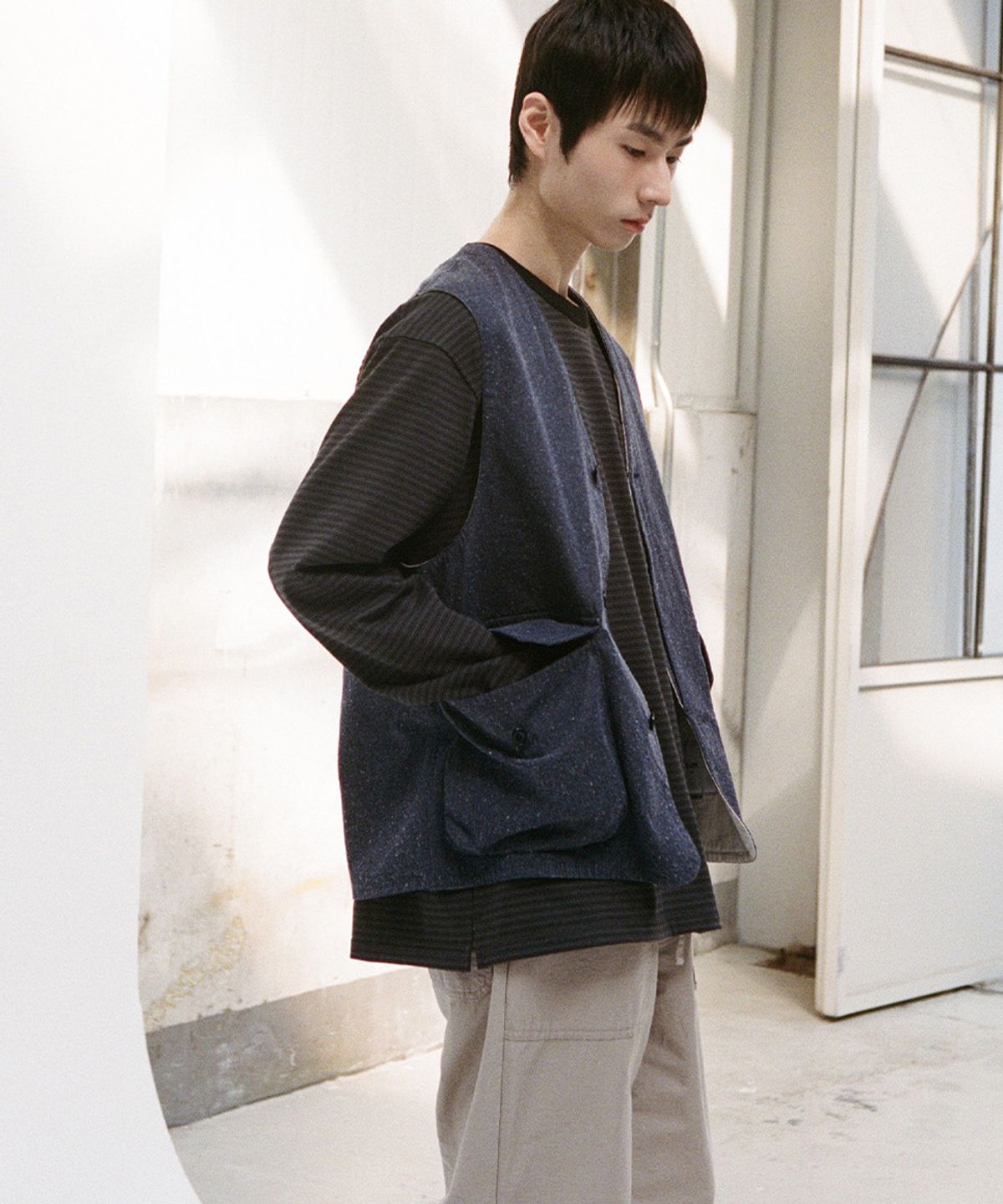 홀리선(HORLISUN) Weaver Slik Denim Vest Navy