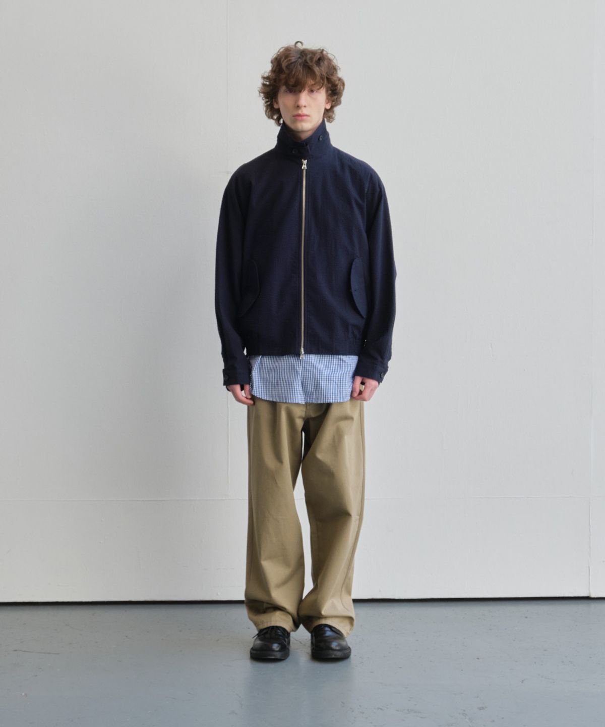 홀리선(HORLISUN) Visitor Harrington Seersucker Jacket Navy