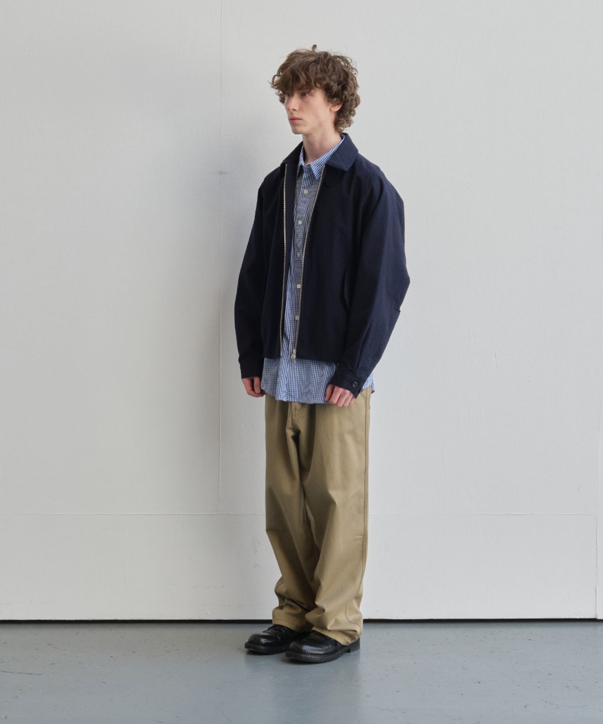홀리선(HORLISUN) Visitor Harrington Seersucker Jacket Navy
