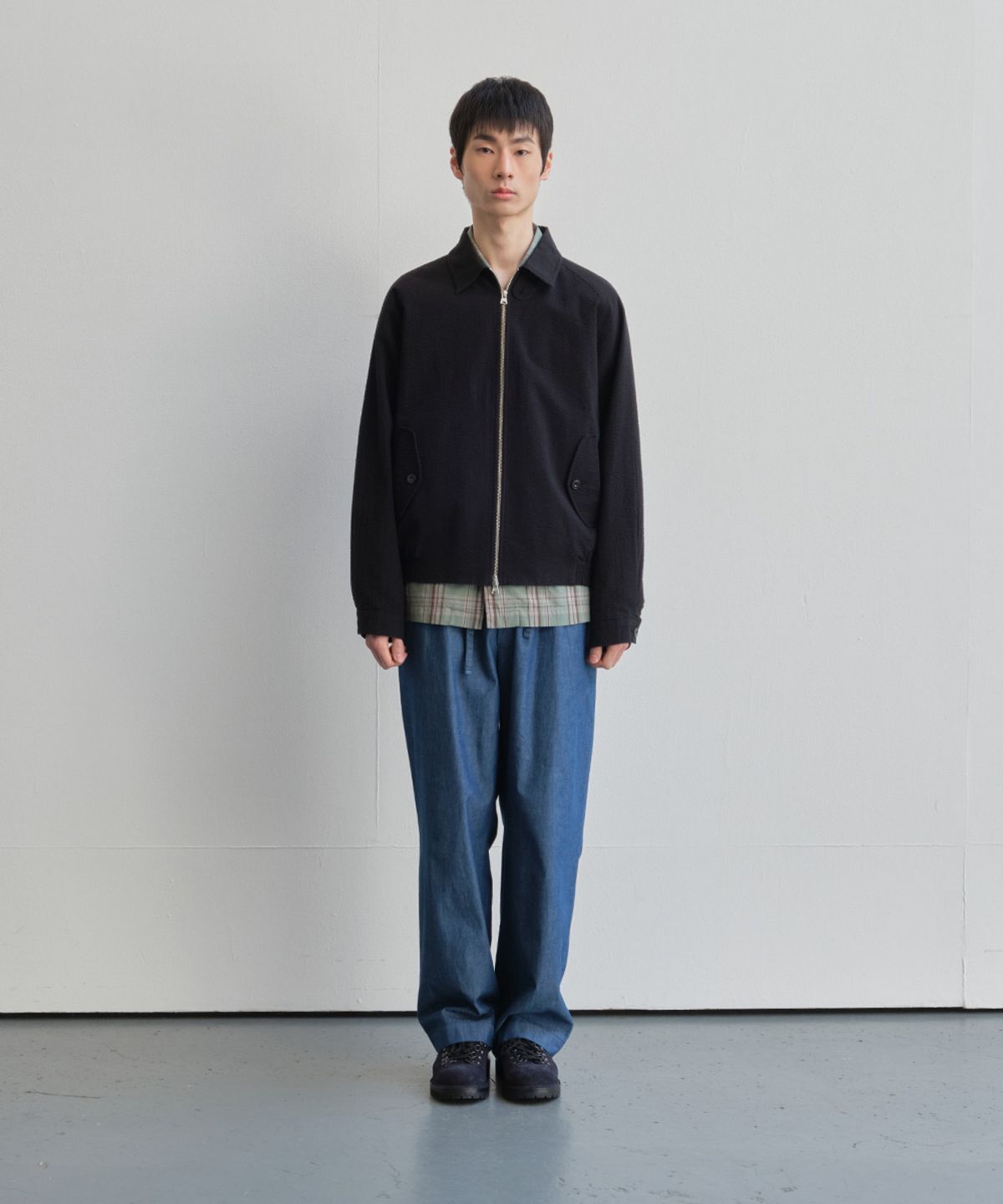 홀리선(HORLISUN) Visitor Harrington Seersucker Jacket Black