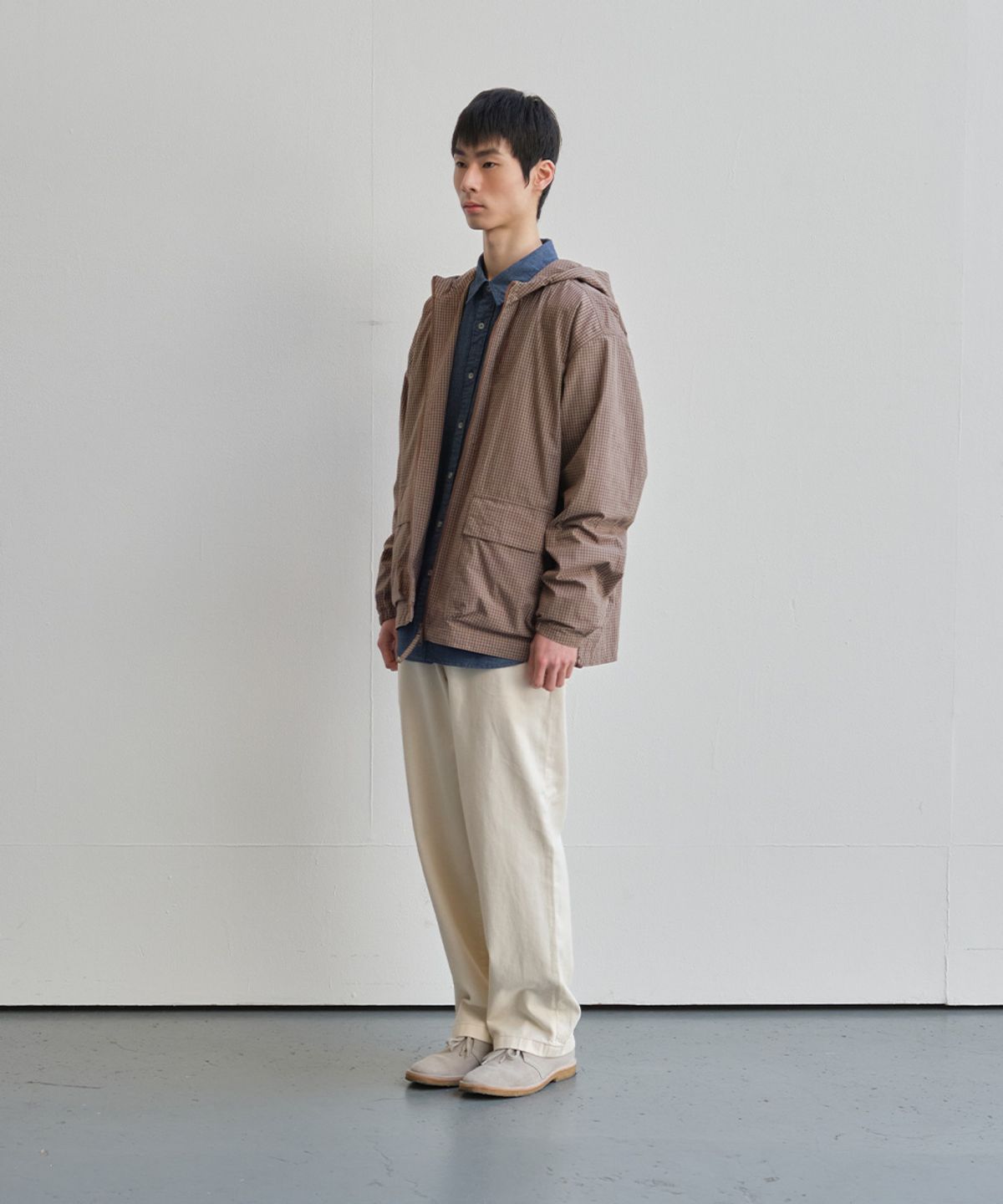 홀리선(HORLISUN) Breeze Typewriter Check Hood Jacket Beige