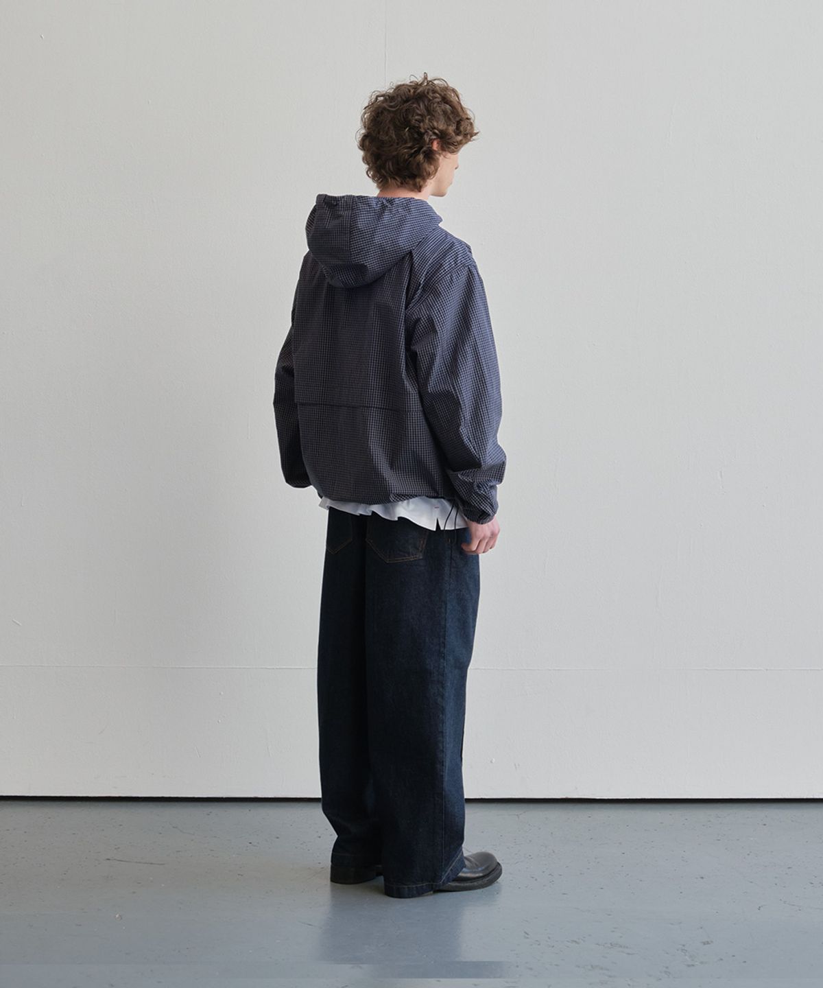 홀리선(HORLISUN) Breeze Typewriter Check Hood Jacket Navy
