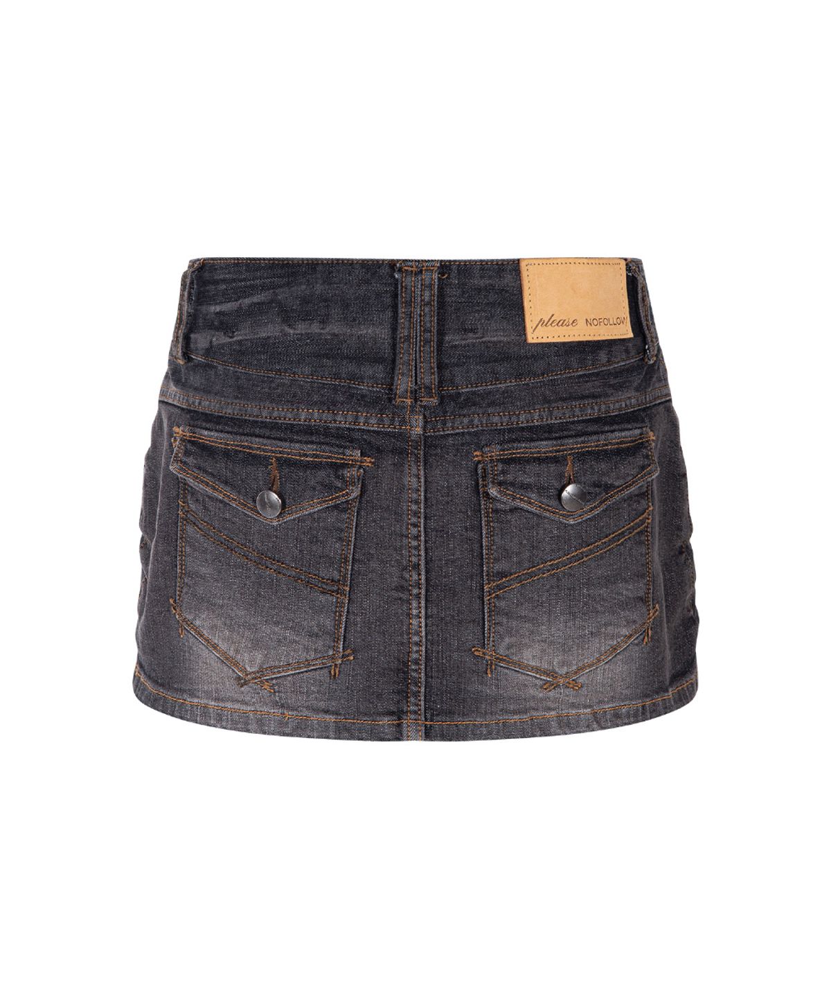 플리즈노팔로우(PLEASENOFOLLOW) Tommie Button Denim Skirt (Vintage Black)