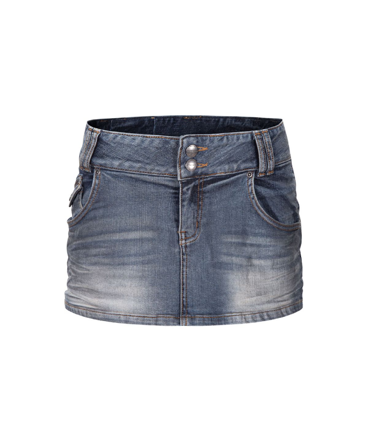 플리즈노팔로우(PLEASENOFOLLOW) Tommie Button Denim Skirt (Dirty Blue)
