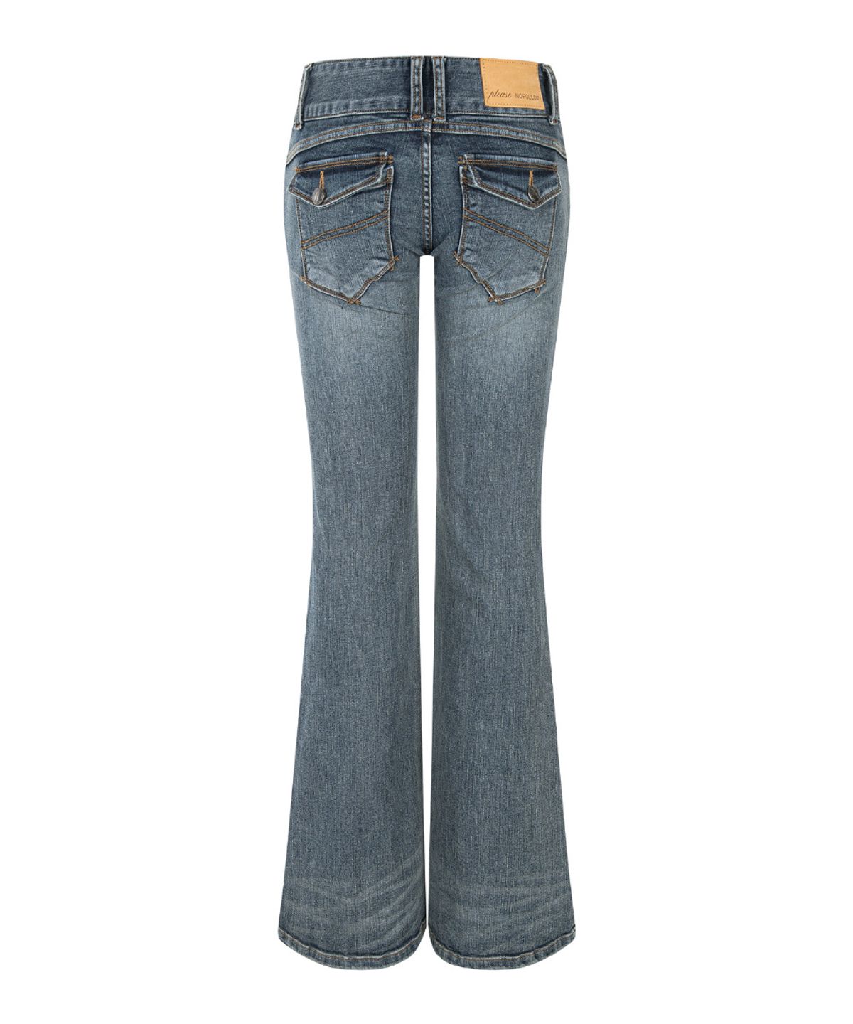 플리즈노팔로우(PLEASENOFOLLOW) Tommie Button Boots-Cut Denim (Vintage Blue)