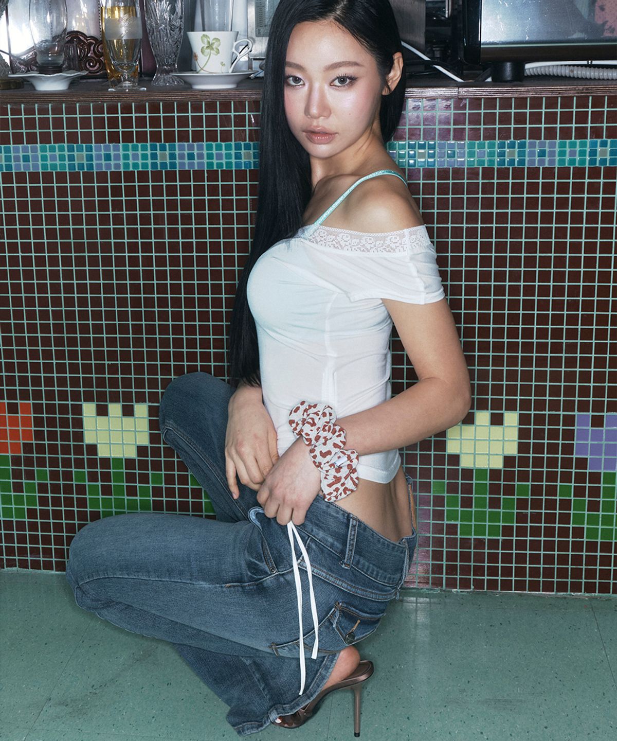 플리즈노팔로우(PLEASENOFOLLOW) Tommie Button Boots-Cut Denim (Vintage Blue)