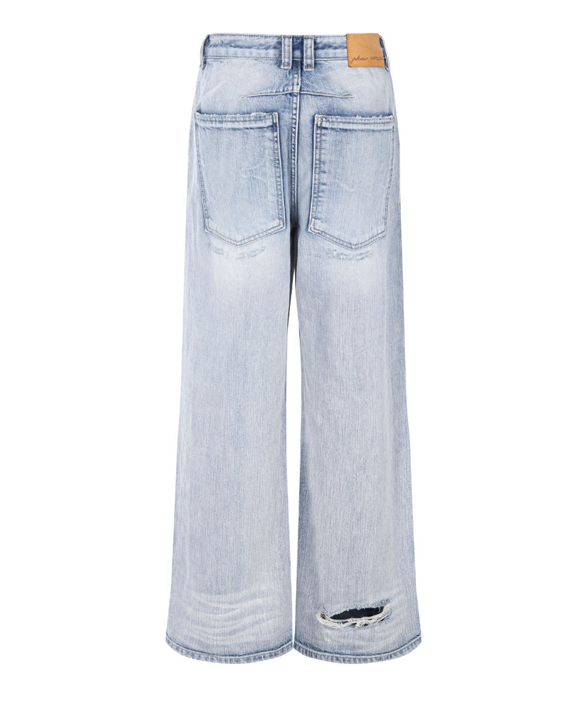 플리즈노팔로우(PLEASENOFOLLOW) 25Damaged Washing Wide Denim (Ice Blue)