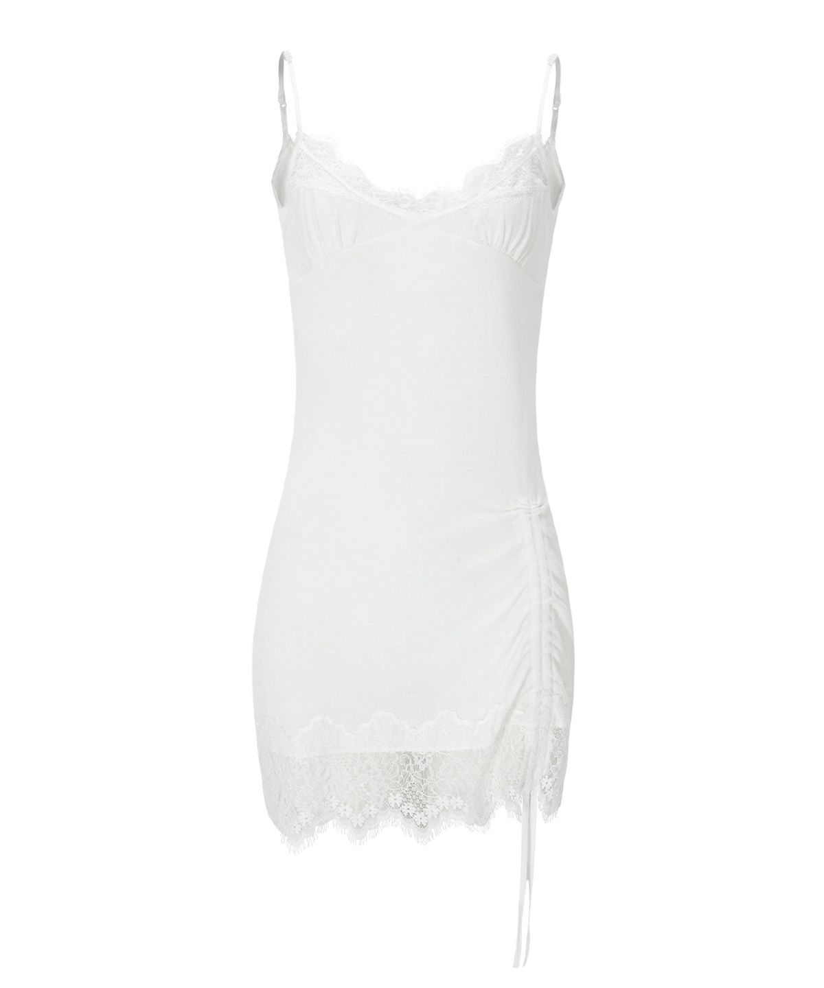 플리즈노팔로우(PLEASENOFOLLOW) Pia Lace Slip Mini Dress (White)