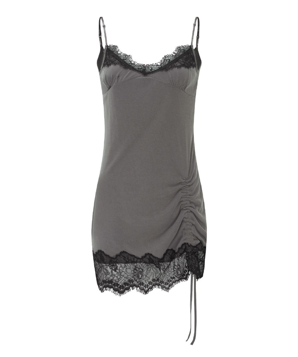플리즈노팔로우(PLEASENOFOLLOW) Pia Lace Slip Mini Dress (Vintage Grey)