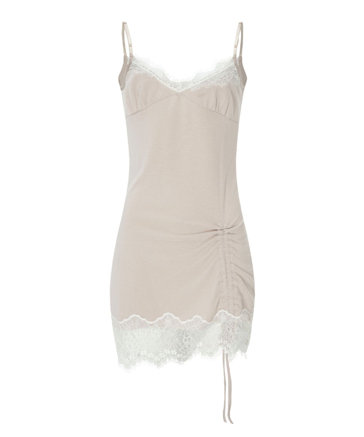 플리즈노팔로우(PLEASENOFOLLOW) Pia Lace Slip Mini Dress (Beige)