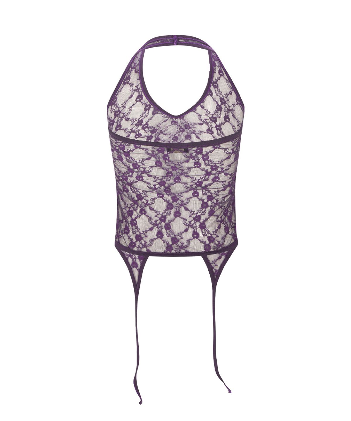 플리즈노팔로우(PLEASENOFOLLOW) Lua Garter Lace Halter Sleeveless Top (Purple)