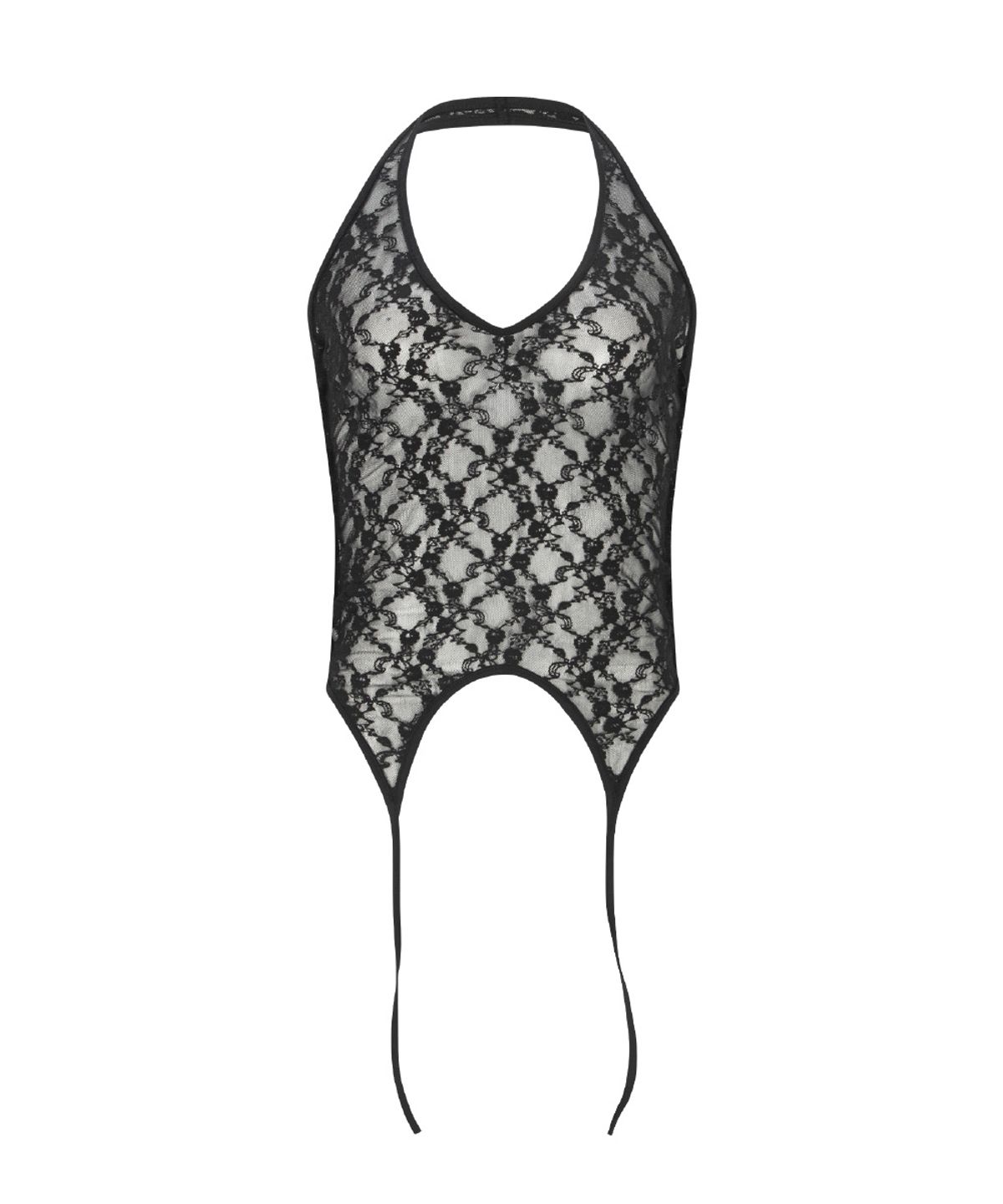 플리즈노팔로우(PLEASENOFOLLOW) Lua Garter Lace Halter Sleeveless Top (Black)