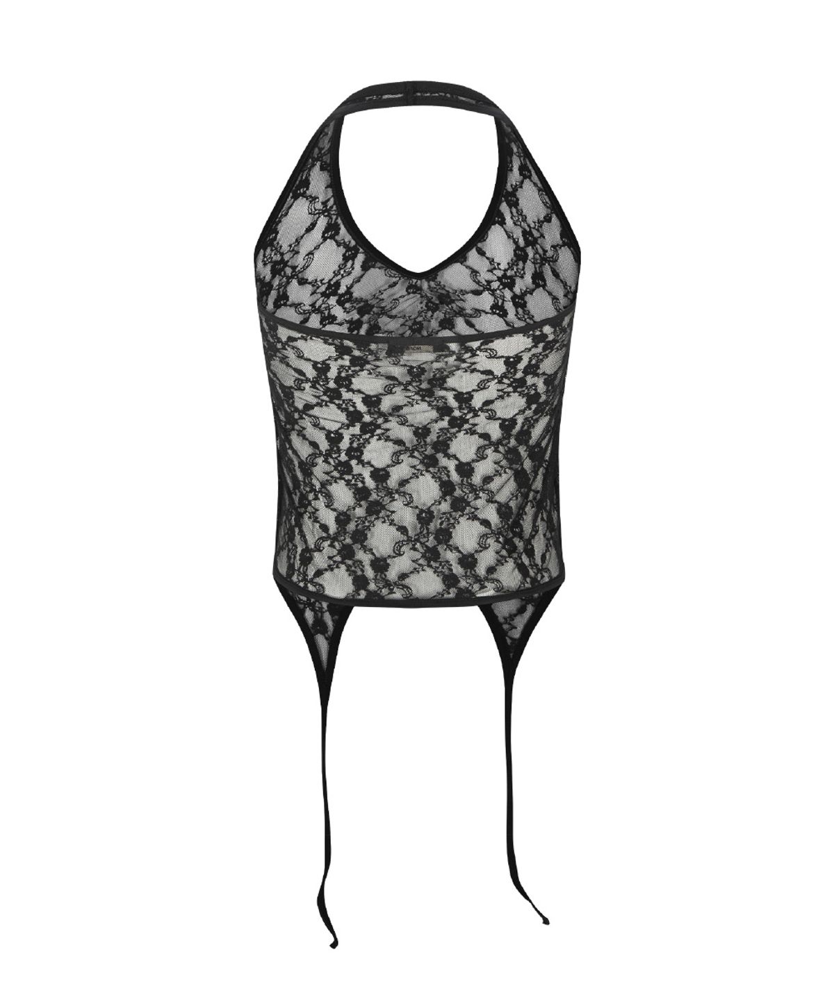 플리즈노팔로우(PLEASENOFOLLOW) Lua Garter Lace Halter Sleeveless Top (Black)