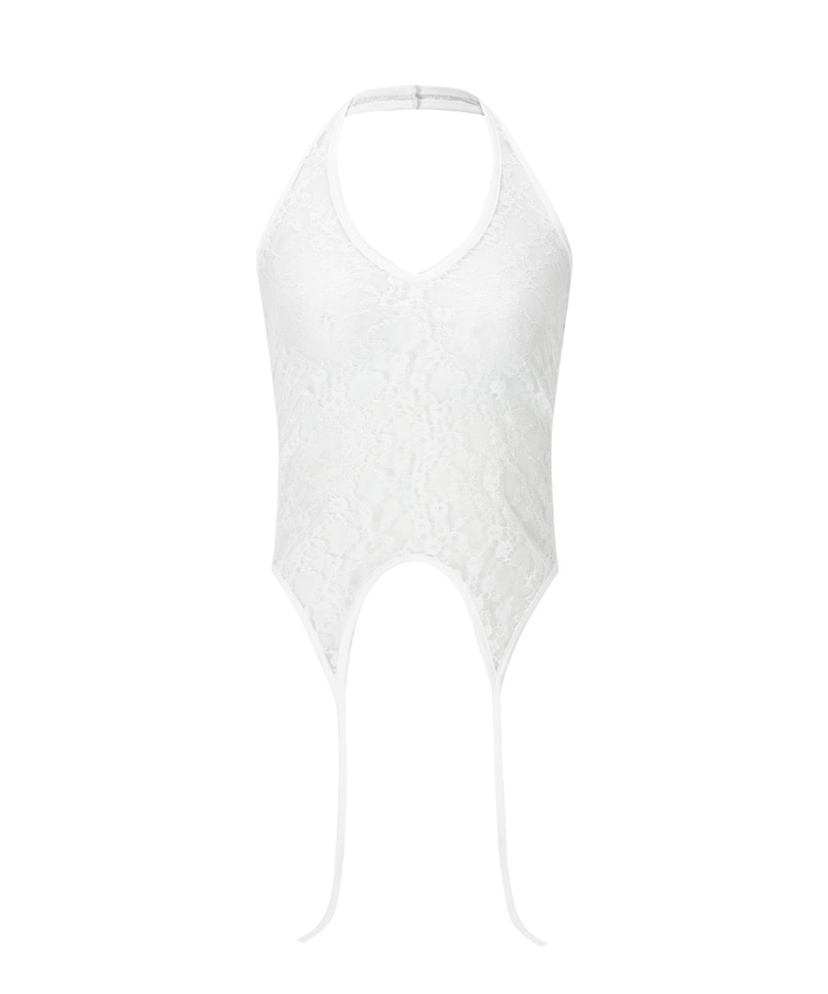 플리즈노팔로우(PLEASENOFOLLOW) Lua Garter Lace Halter Sleeveless Top (White)