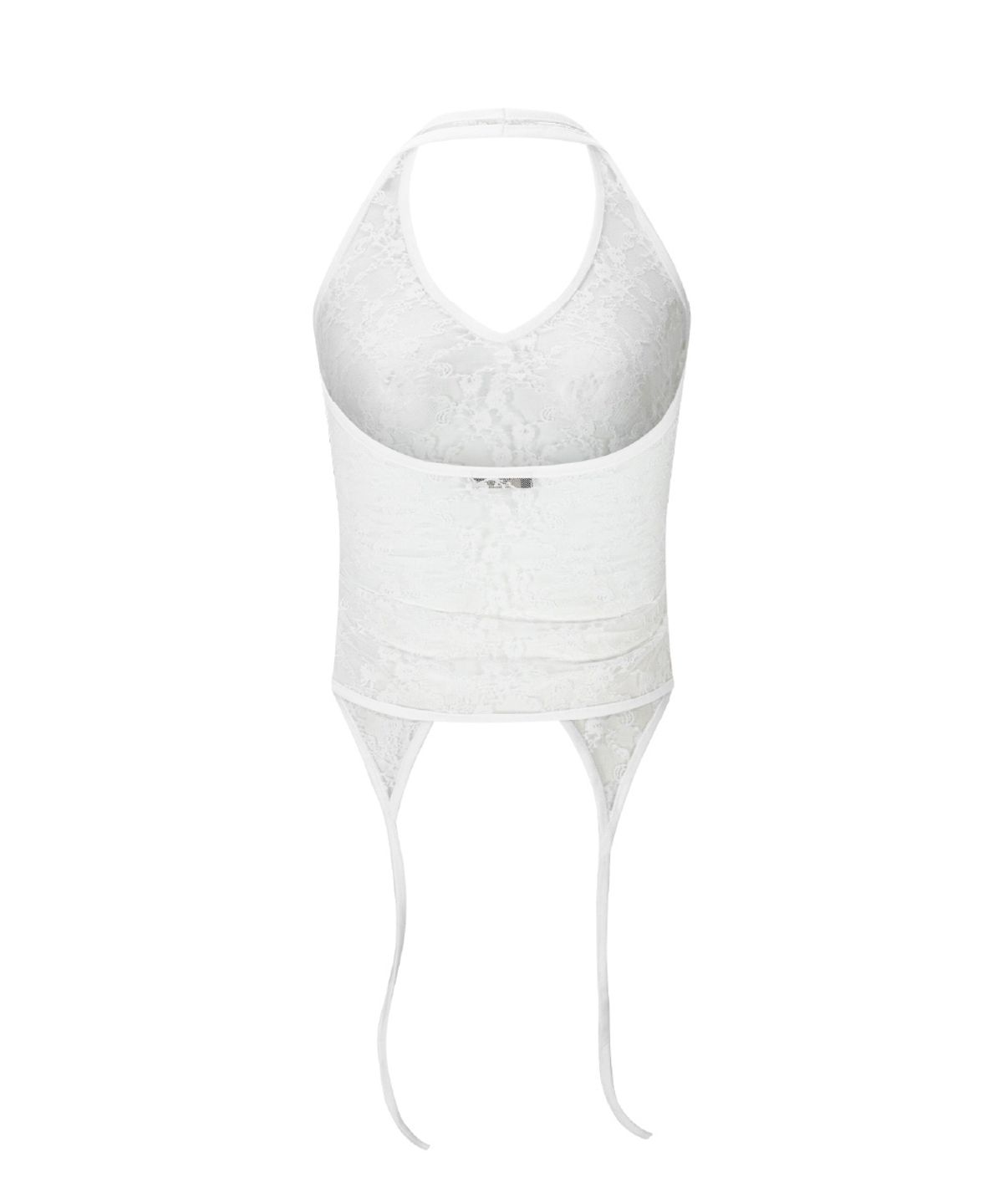 플리즈노팔로우(PLEASENOFOLLOW) Lua Garter Lace Halter Sleeveless Top (White)