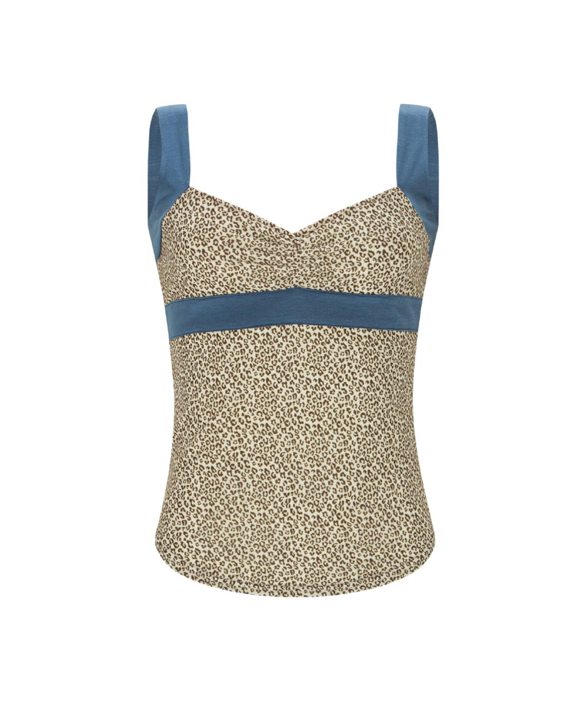 플리즈노팔로우(PLEASENOFOLLOW) Macy Leopard Shirring Sleeveless Top (Yellow)