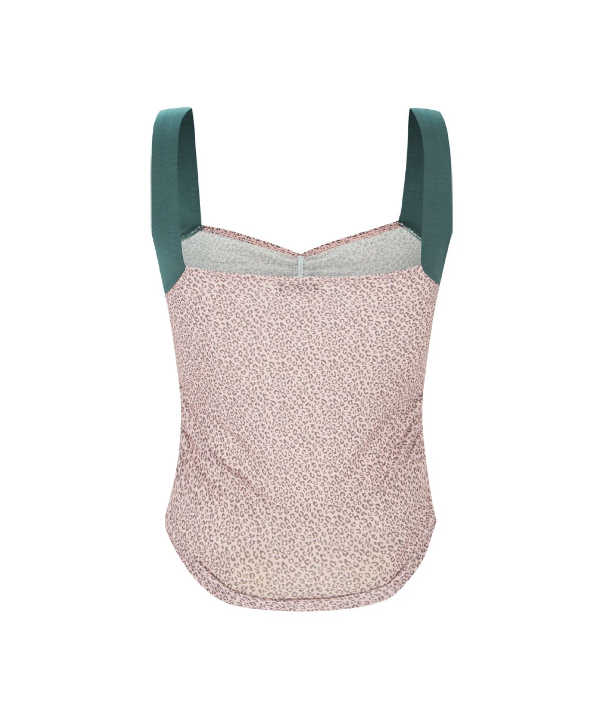 플리즈노팔로우(PLEASENOFOLLOW) Macy Leopard Shirring Sleeveless Top (Mute Pink)