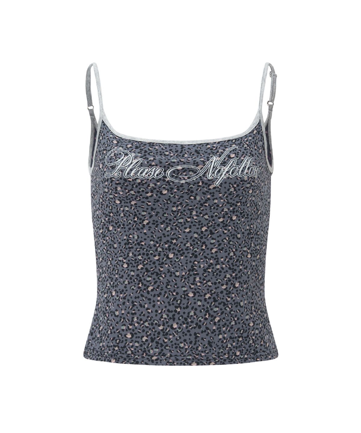 플리즈노팔로우(PLEASENOFOLLOW) Kiki Leopard Sleeveless Top (Blue Grey)