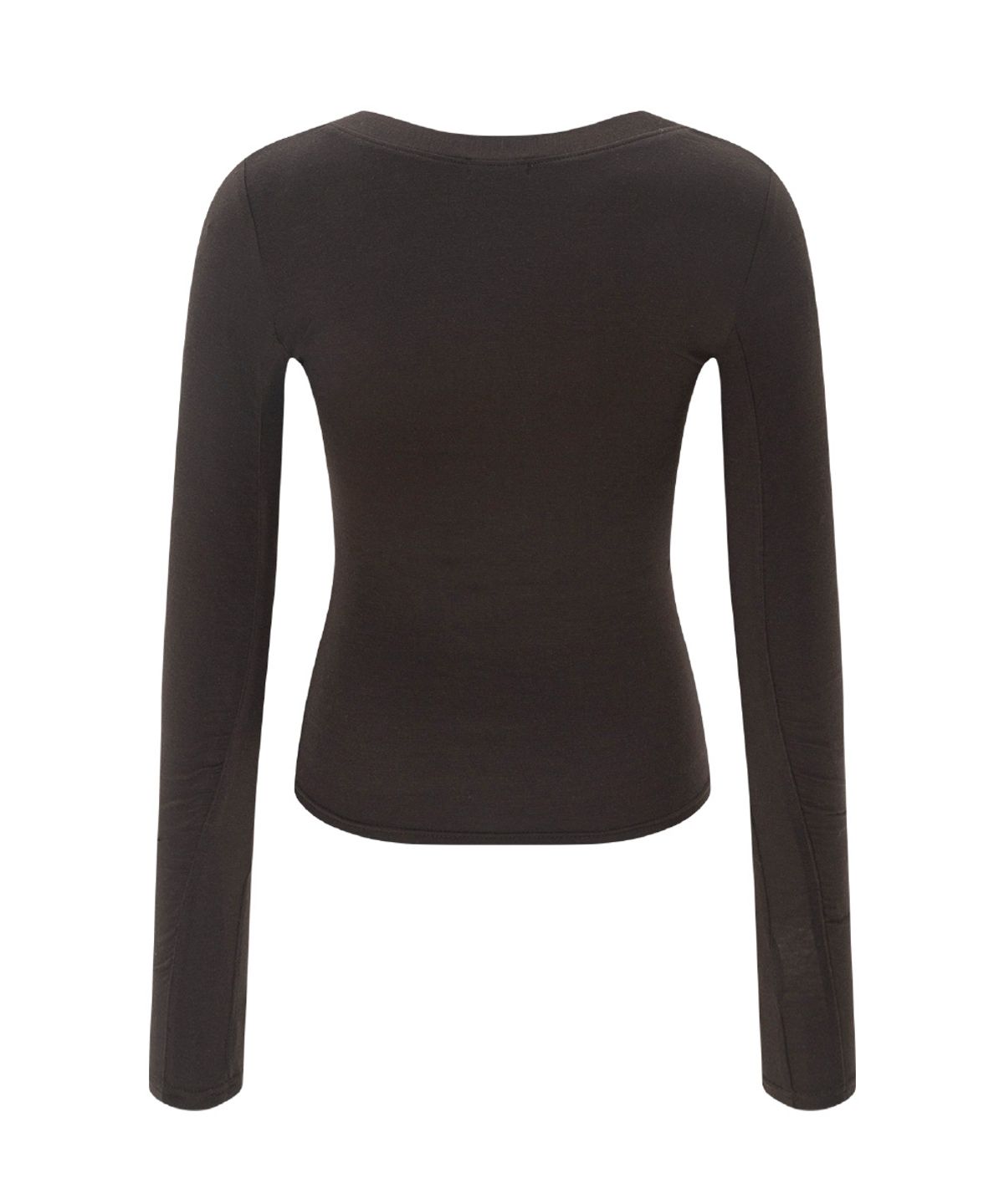 플리즈노팔로우(PLEASENOFOLLOW) Valerie Shirring Button Long Sleeve Top (Brown)