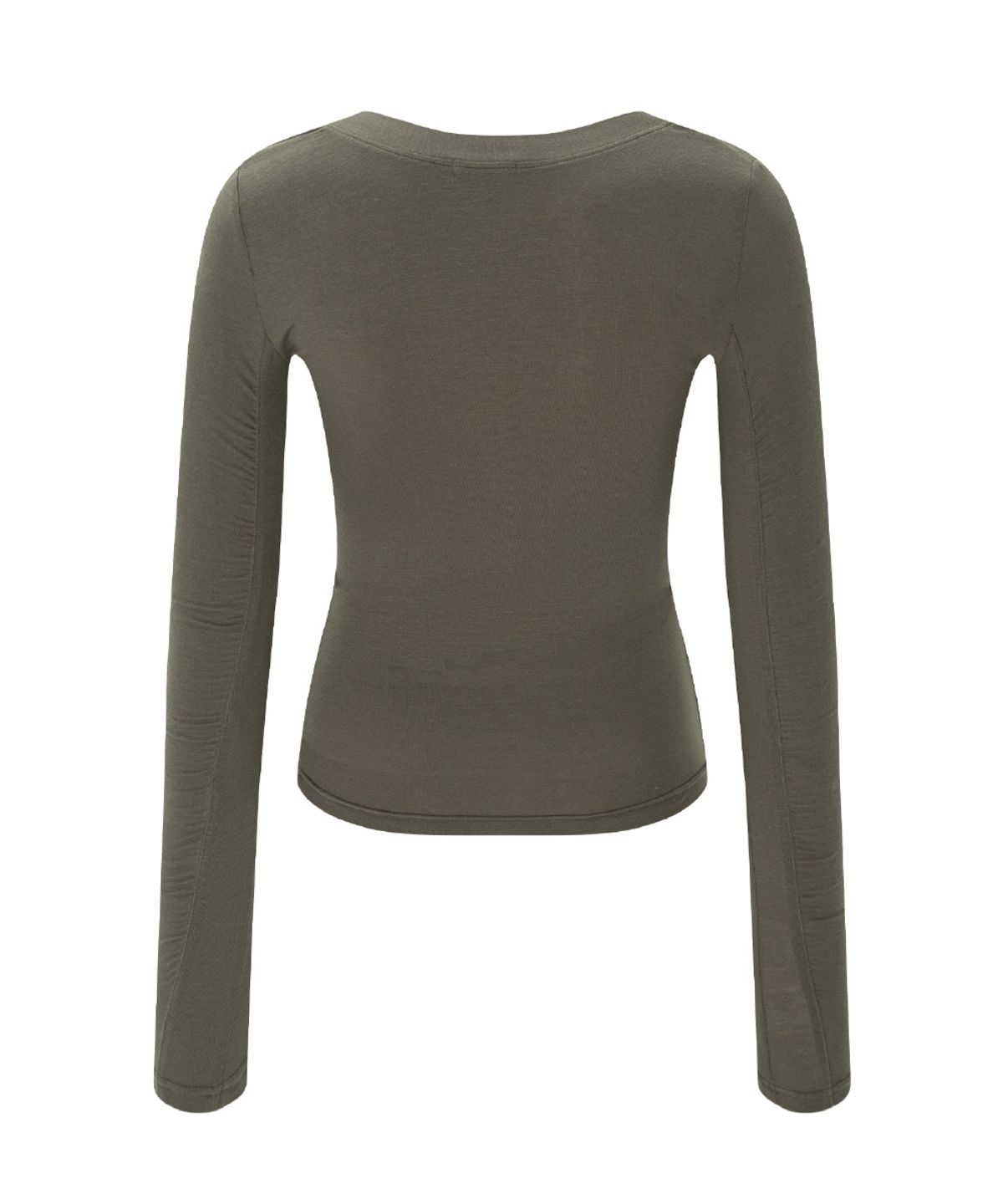 플리즈노팔로우(PLEASENOFOLLOW) Valerie Shirring Button Long Sleeve Top (Khaki)