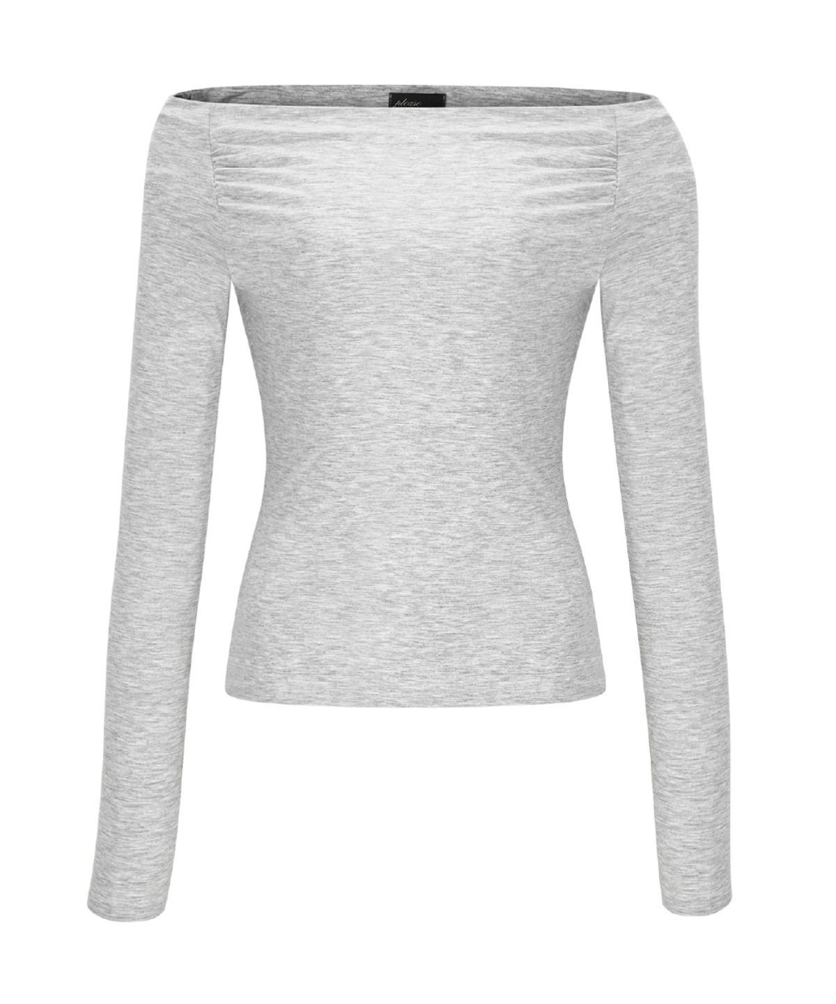 플리즈노팔로우(PLEASENOFOLLOW) Seni Long Off-Shoulder Top (White Melange)