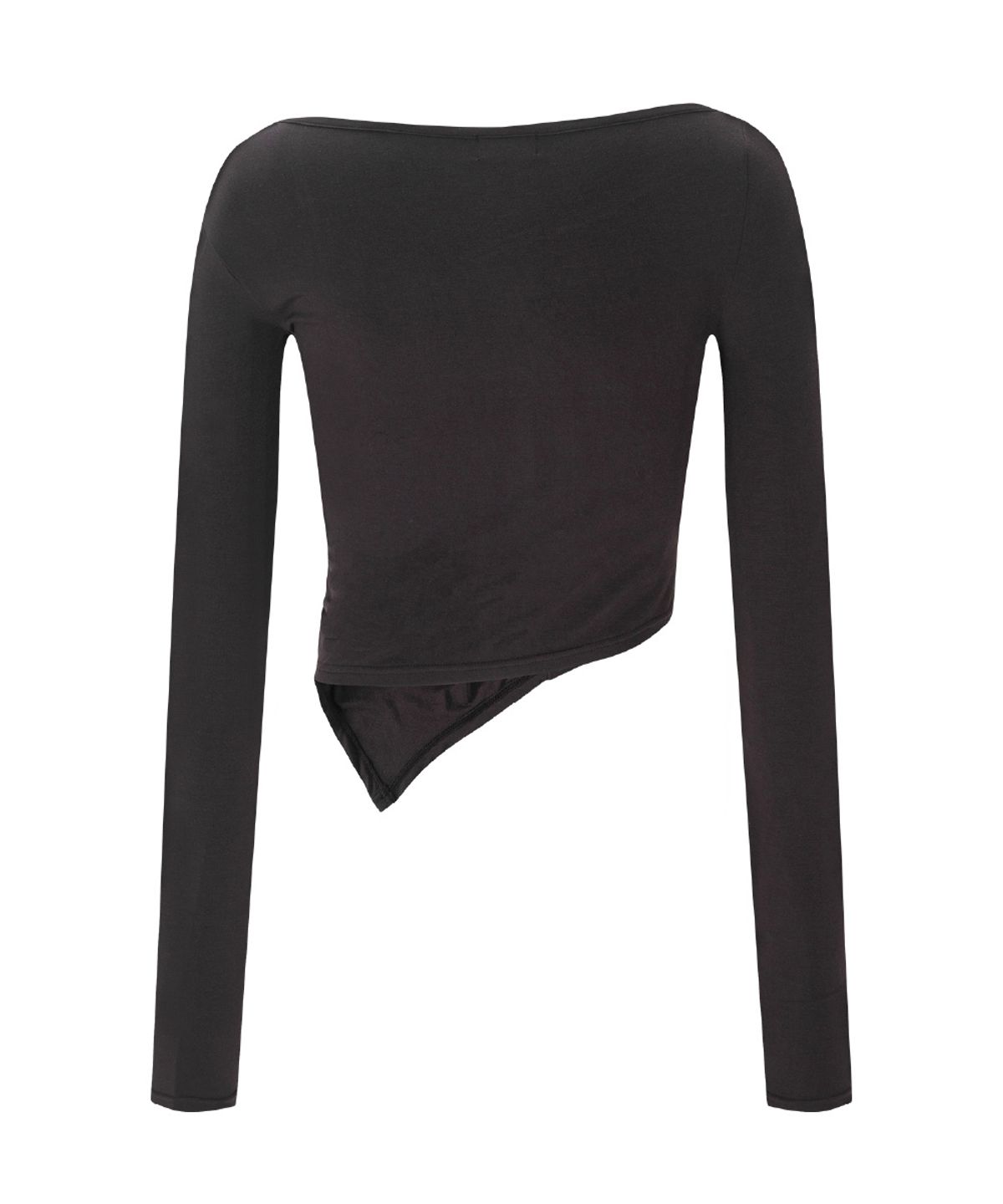 플리즈노팔로우(PLEASENOFOLLOW) Sadie Unbal Shirring Long Sleeve Top (Deep Brown)