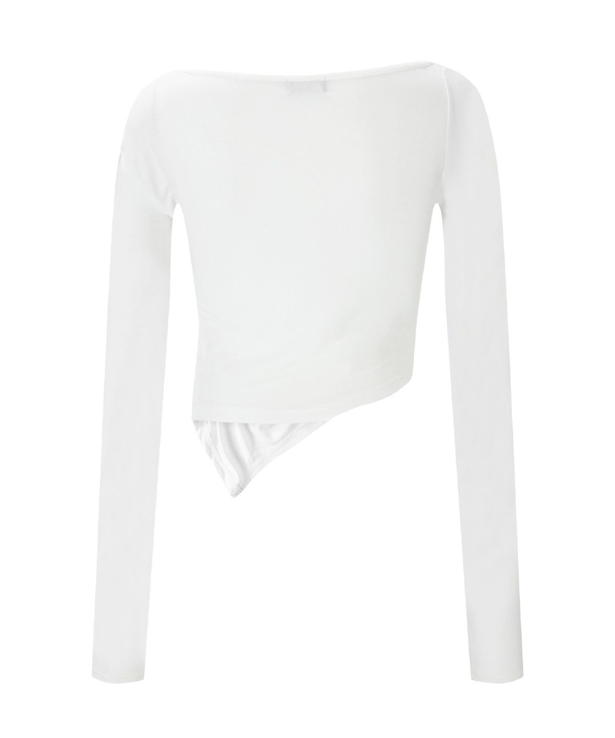 플리즈노팔로우(PLEASENOFOLLOW) Sadie Unbal Shirring Long Sleeve Top (White)