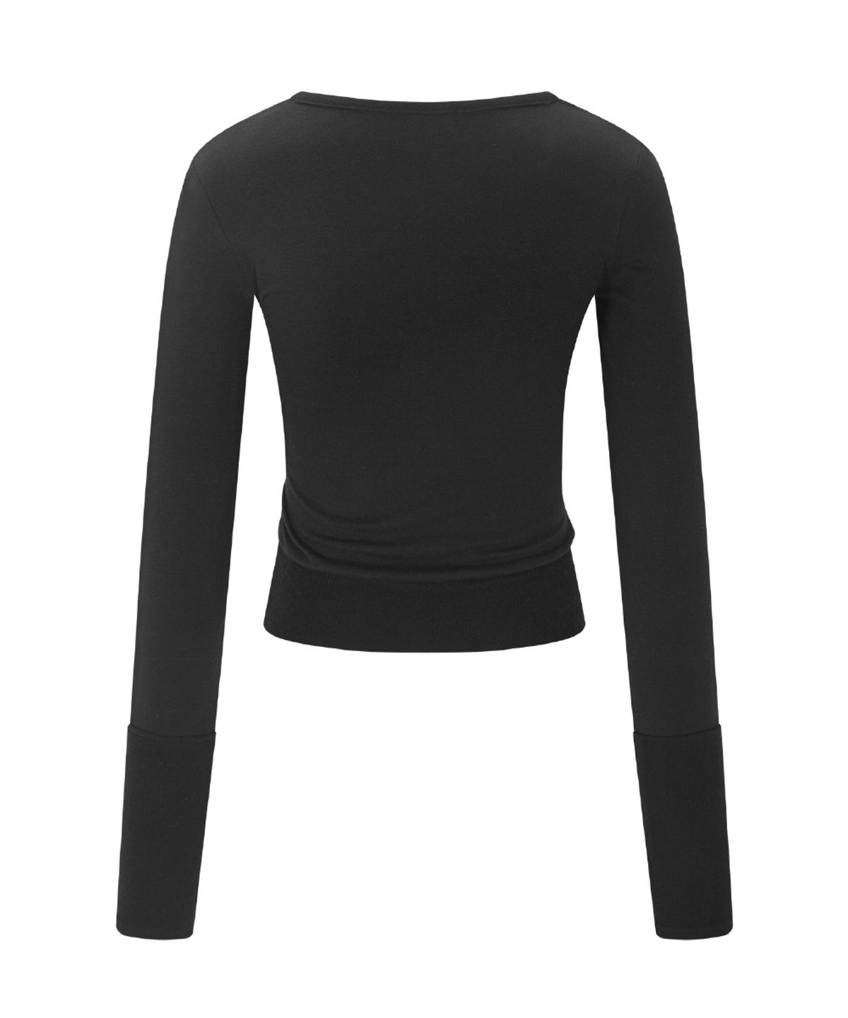 플리즈노팔로우(PLEASENOFOLLOW) Selena Button Wrap long sleeve Top (Black)
