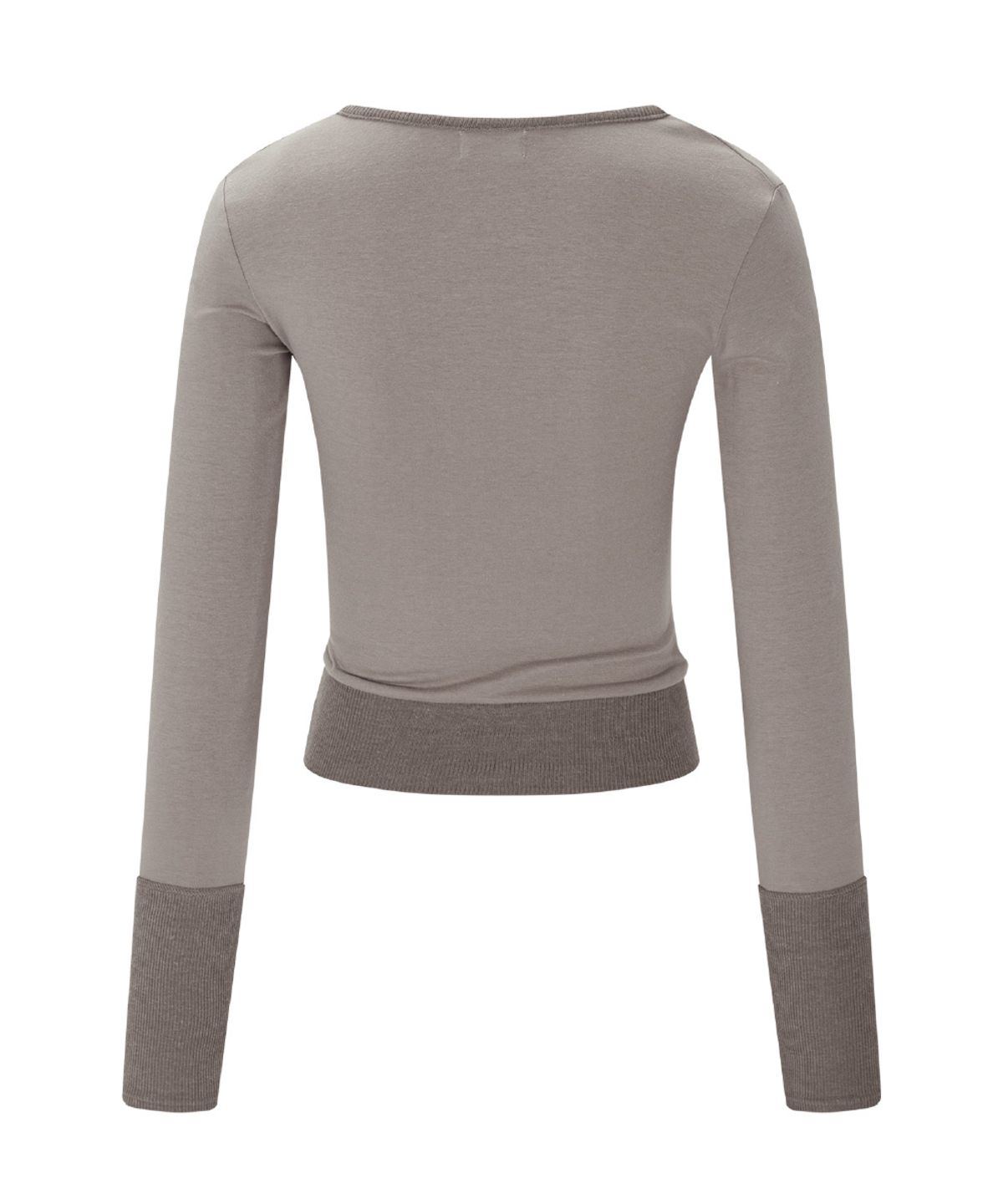 플리즈노팔로우(PLEASENOFOLLOW) Selena Button Wrap long sleeve Top (Mocha Brown)